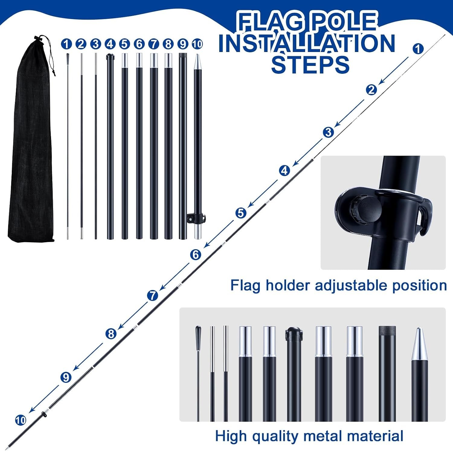 12ft Swooper Flag Pole Kit (2 Sets) – Portable, Durable, Tear Resistant Outdo…