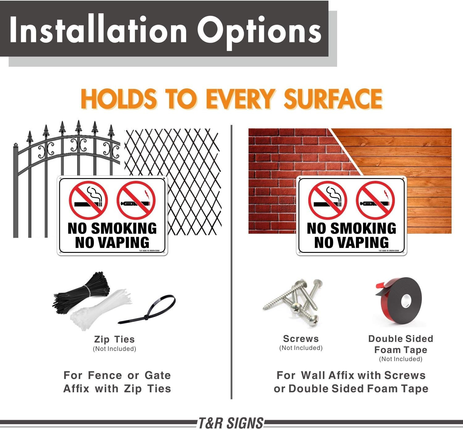 No Smoking No Vaping Sign – 2 Pack – 10 x 7 Inches Rust Free .040 Aluminum – UV