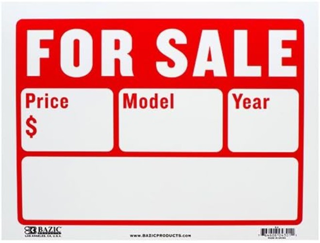 Pack of 2 Bright Plastic For Sale Signs – 9&Prime; x 12&Prime; with Customizable Lines