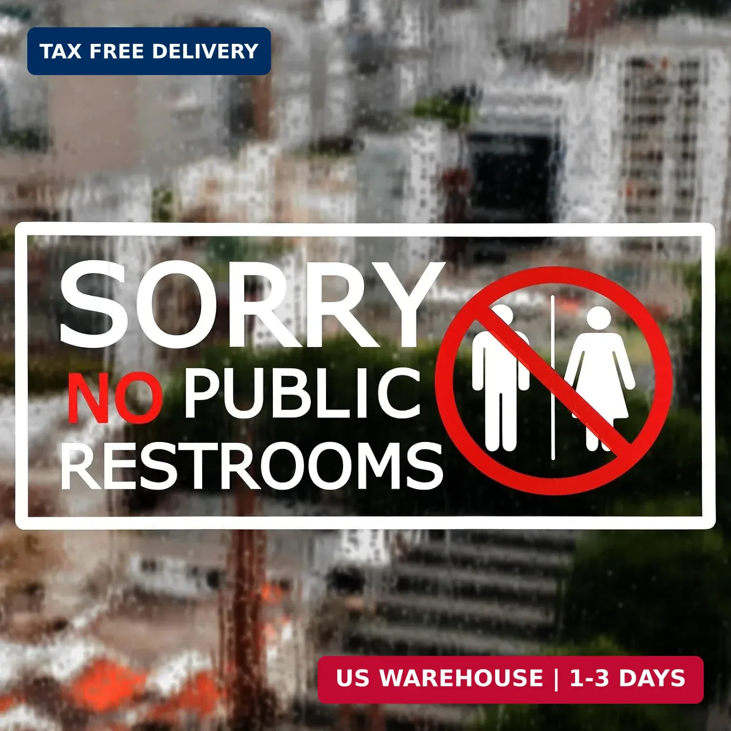 6Pcs No Public Restroom Signs, 8.66×3.94 Inch Self Adhesive Waterproof Restroom