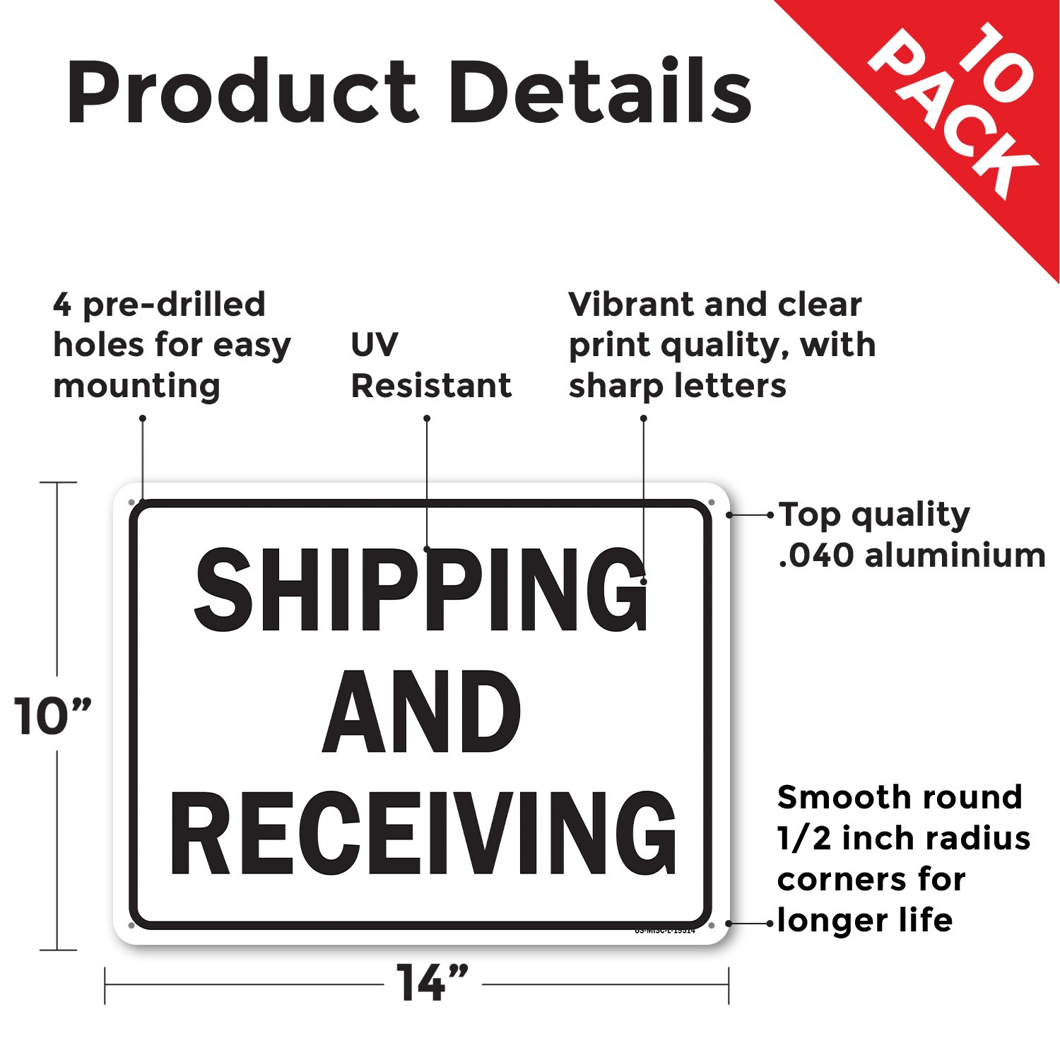 Shipping Receiving 2 OSHA Sign Metal, Plastic, Or Decal – 5 or 10 Pack