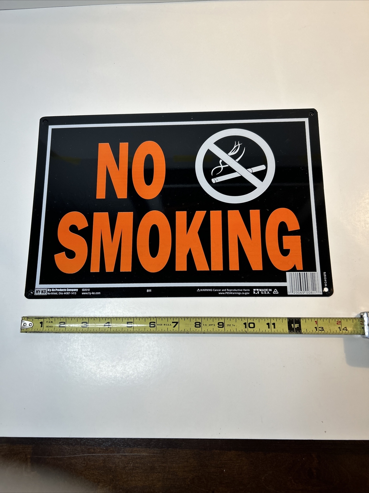 HY KO Products 811 « No Smoking » Sign 9&Prime; x 14&Prime; Metal Sign