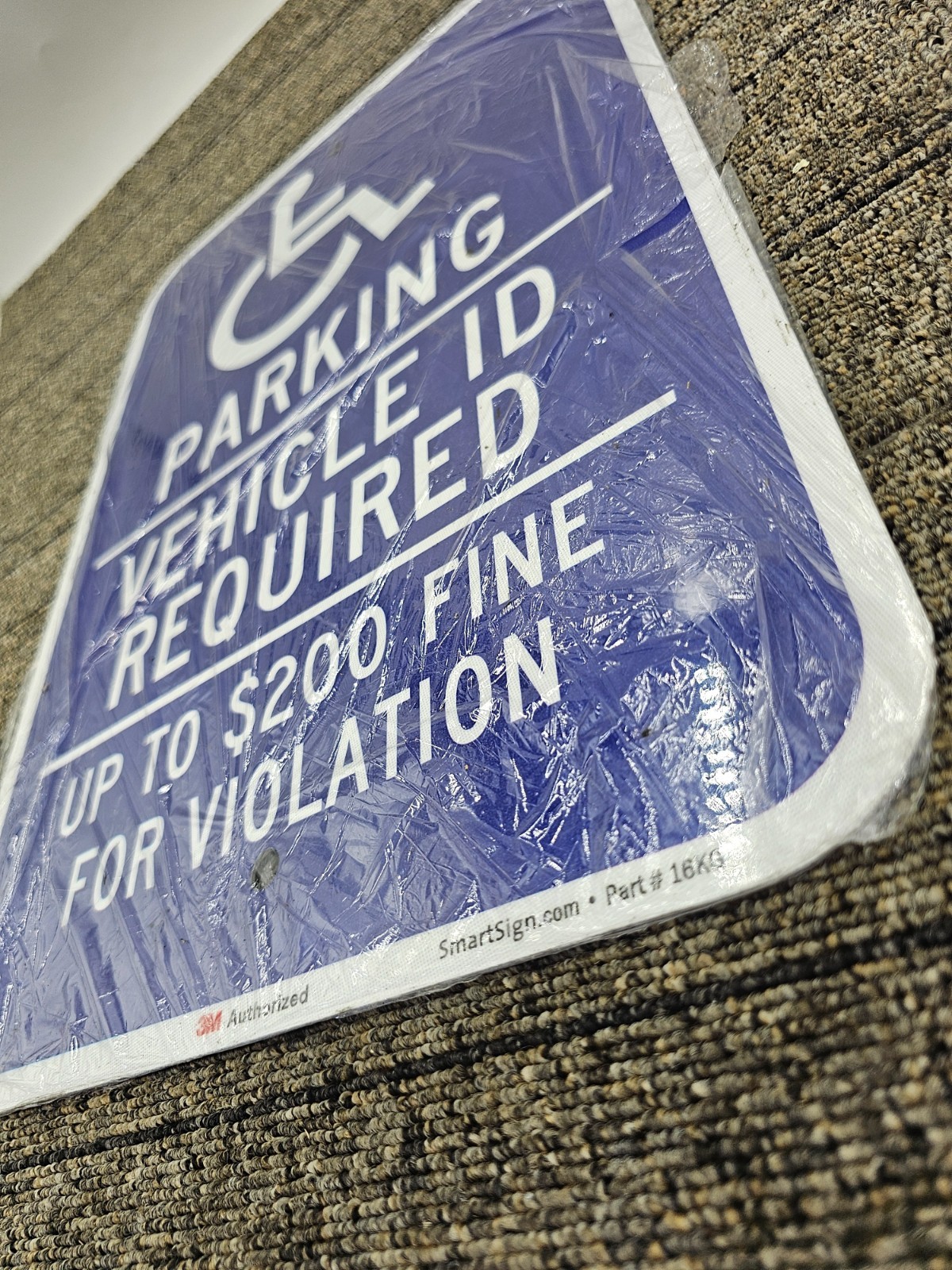 SmartSign 16KG Handicapped Parking Vehicle ID Required Up to $200 Fine