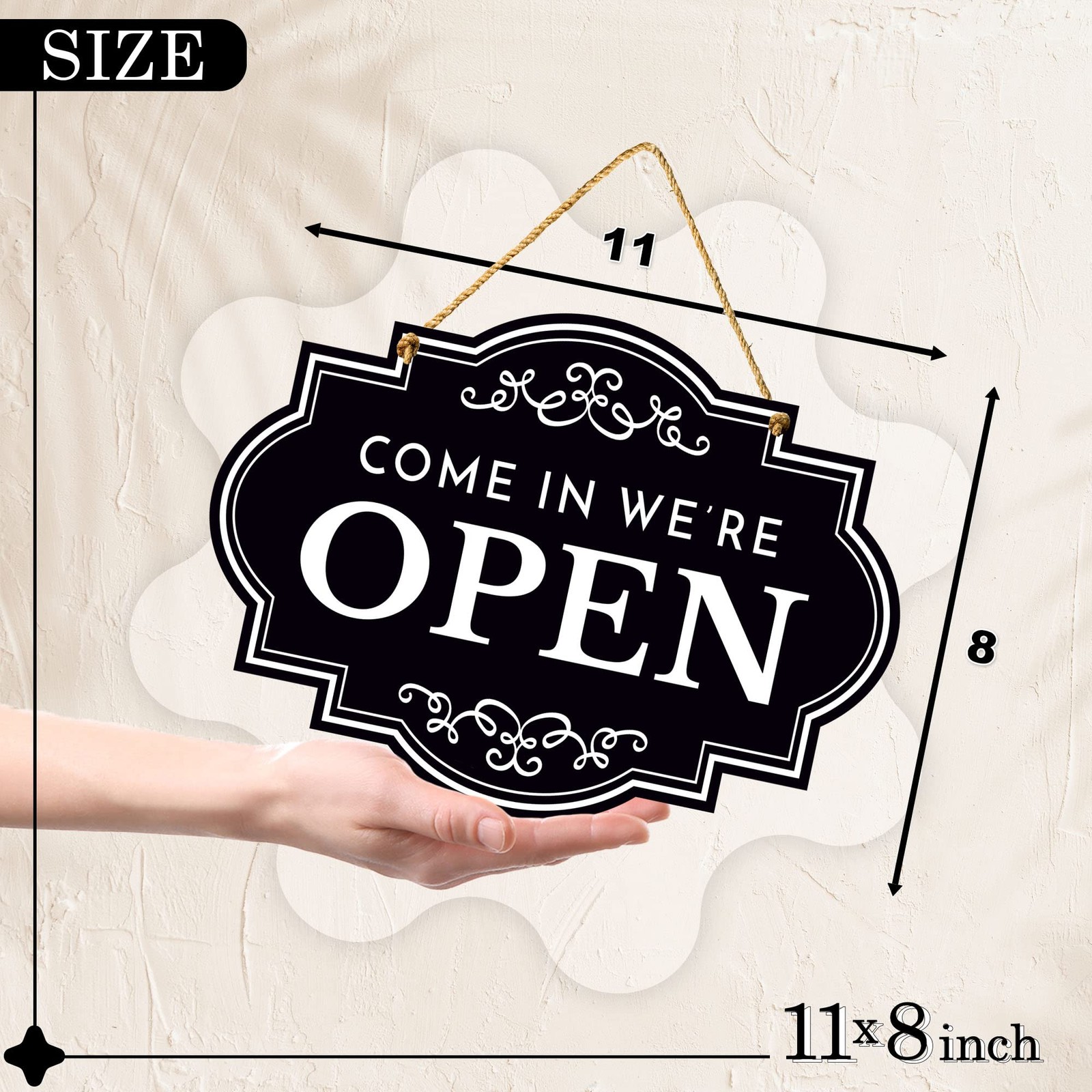 11×8 Inch Open Closed Sign Double Sided Hanging Sign for Stores Restaurants