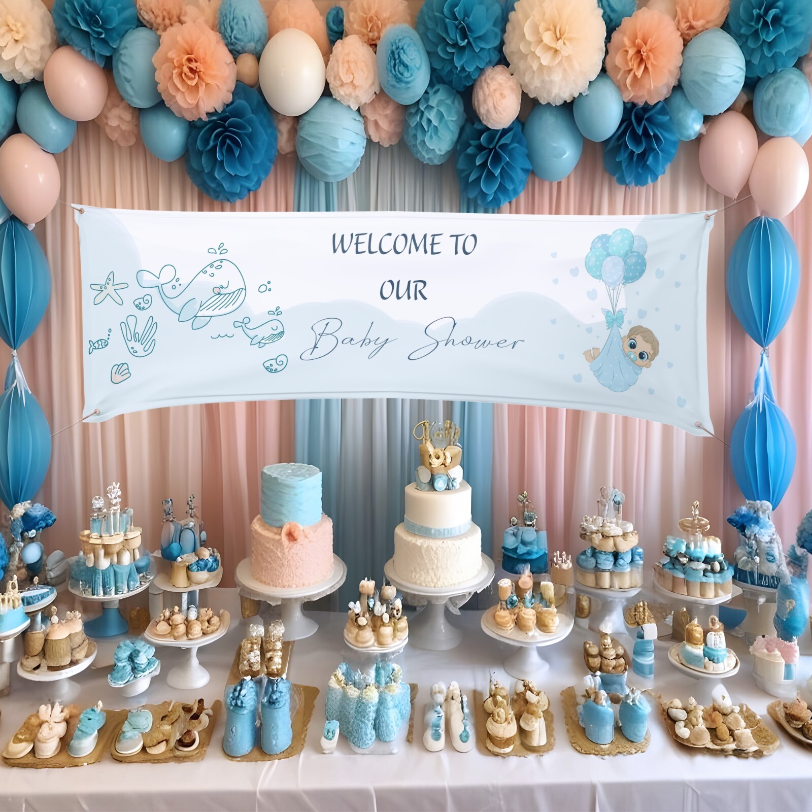 Custom Baby Shower Vinyl Banner, Baby Shower Banner, Different Sizes Available