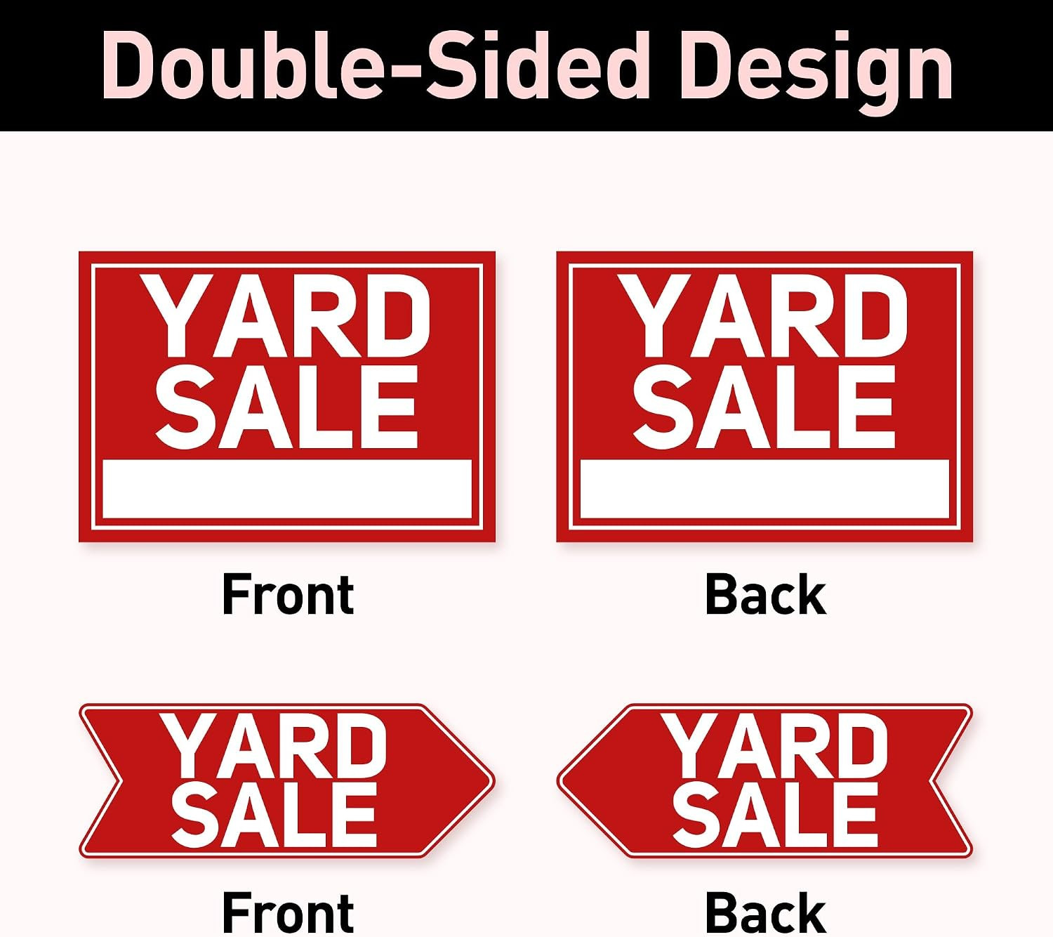6 Pcs Yard Sale Signs with Stakes, 2-Pack Large Yard Sale Signs 17&Prime; x 12&Prime; and 4-