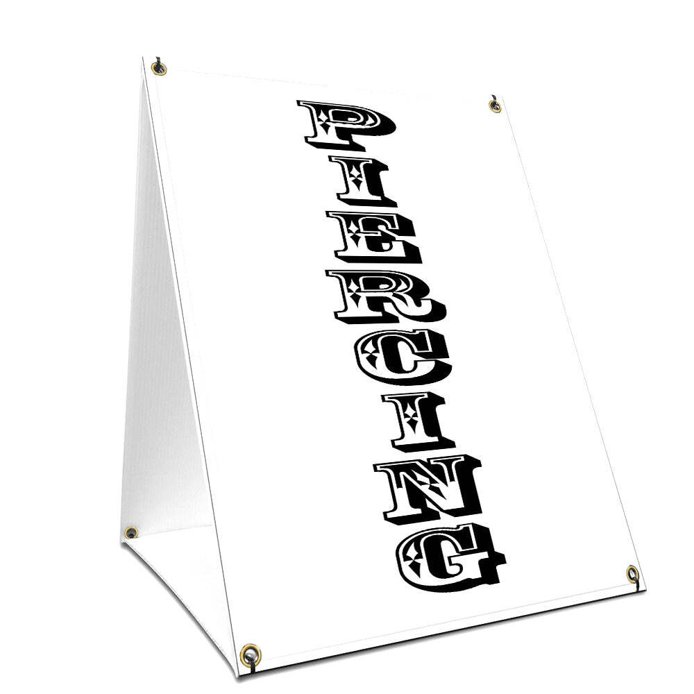 A-frame Sidewalk Sign Piercing Vertical With Graphics On Each Side