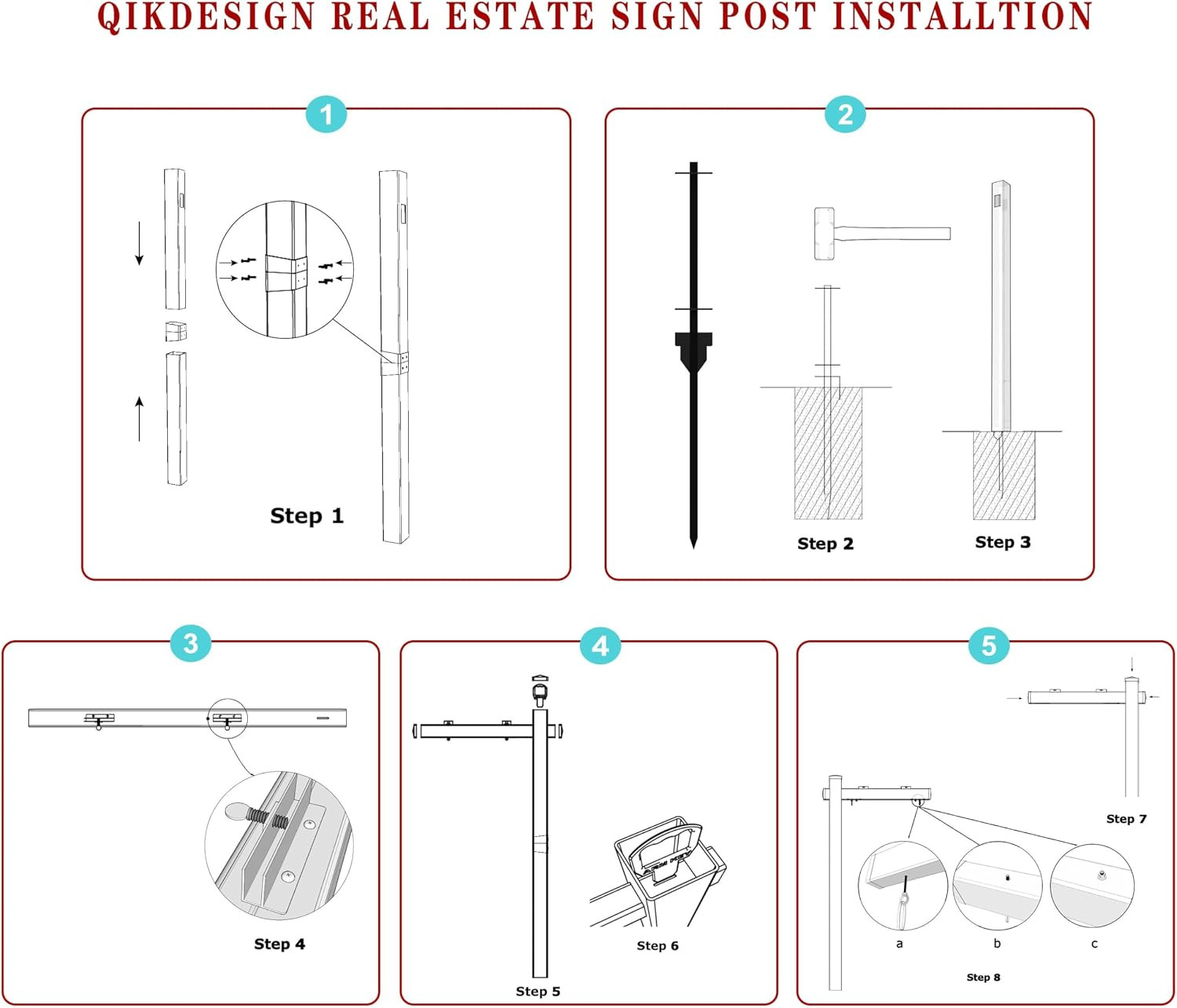 Vinyl PVC Real Estate Sign Post 6&prime; Tall (Connected Type), White Realtor Yard Sig