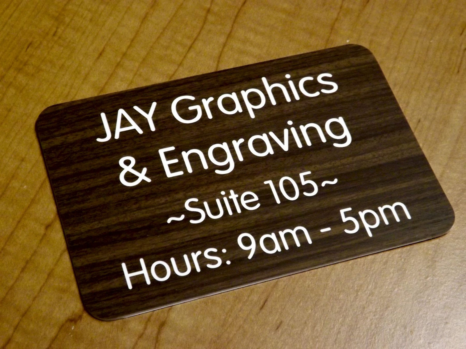 Custom Engraved Walnut 4×6 Office Suite Sign | Small Business Wall Door Plaque