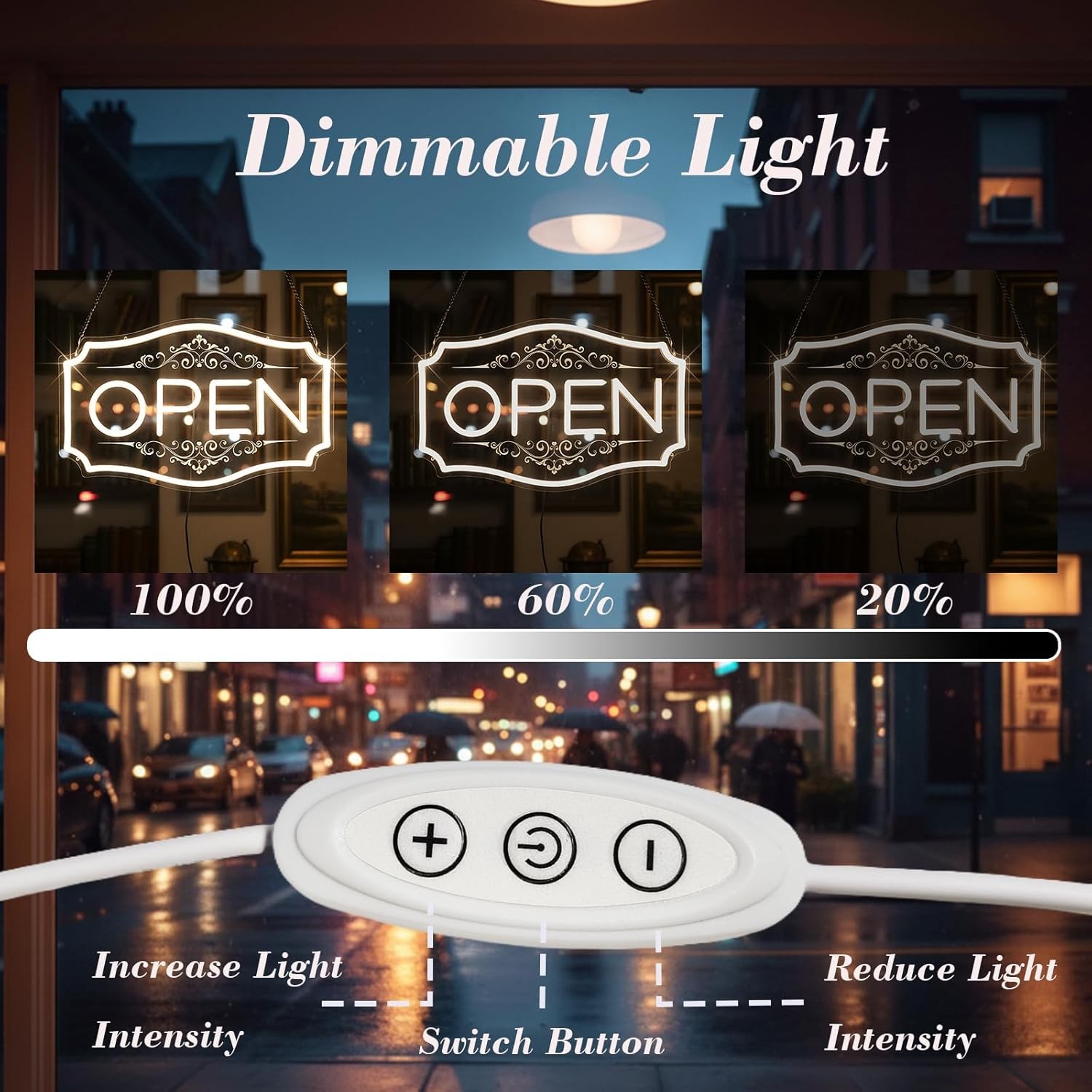 LED OPEN SIGN 16.5X NEON LIGHT DIMMABLE WINDOW 12V KIT BULB