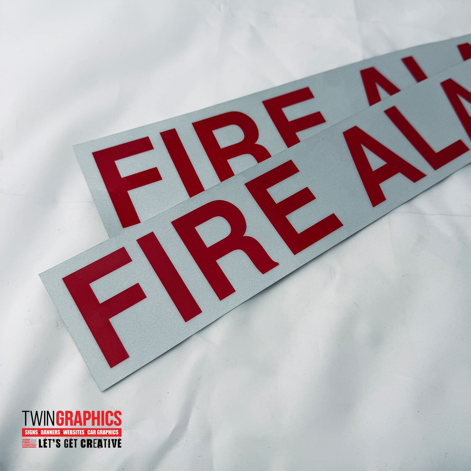 REFLECTIVE FIRE ALARM PANEL DECAL 2-PIECES 24.5&Prime; x 2.25&Prime; FREE SHIPPING