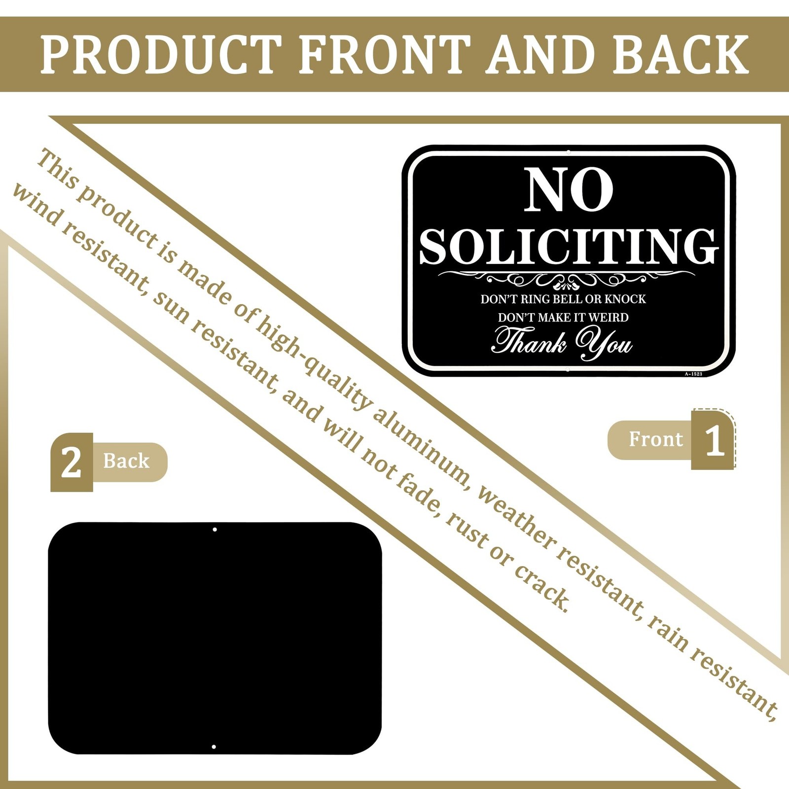 Large No Soliciting Sign With Stake, 14×10 Inch/37 Inch Long Adjustable Heigh…
