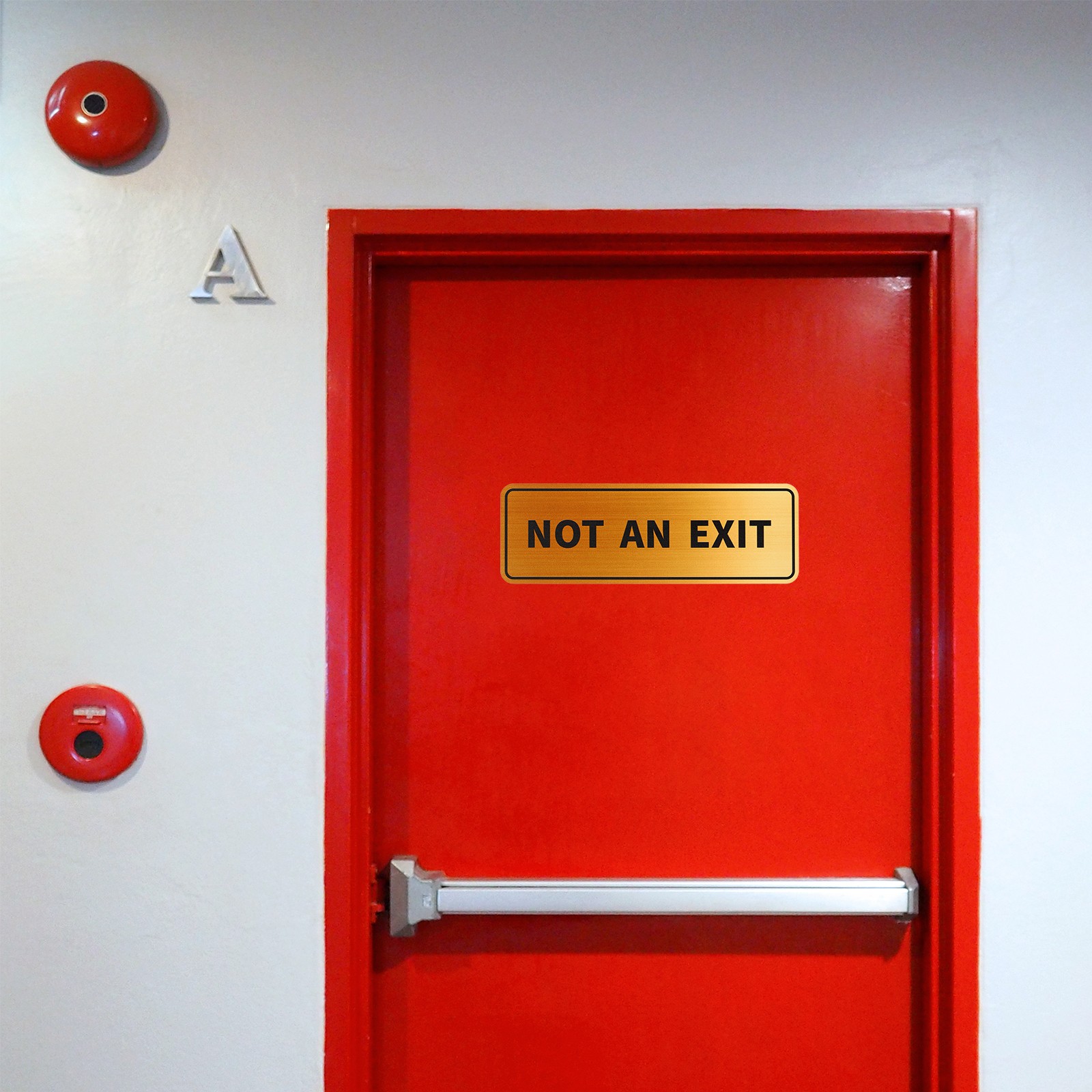 6&Prime;Lx2&Prime;Wx0.4&Prime;T Not an Exit Wall or Door Sign, Gold Tone