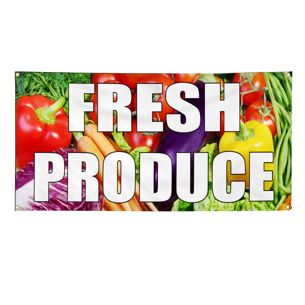 Vinyl Banner Multiple Sizes Fresh Produce Farmer&rsquo;s Market Food Fair Business