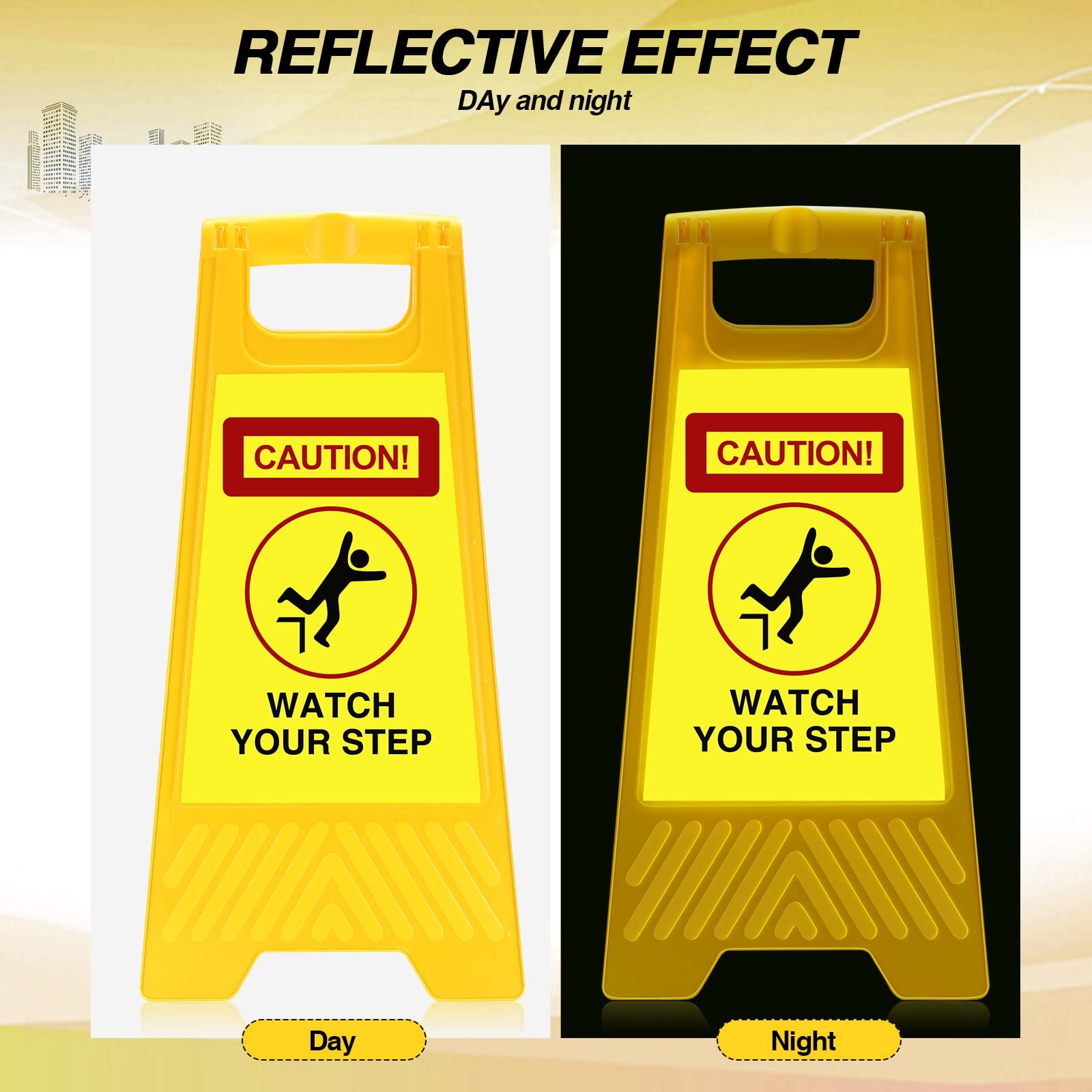 Fuutreo 2 Pack Caution Watch Your Step Signs Reflective 24 x 11.8 Inch Double…