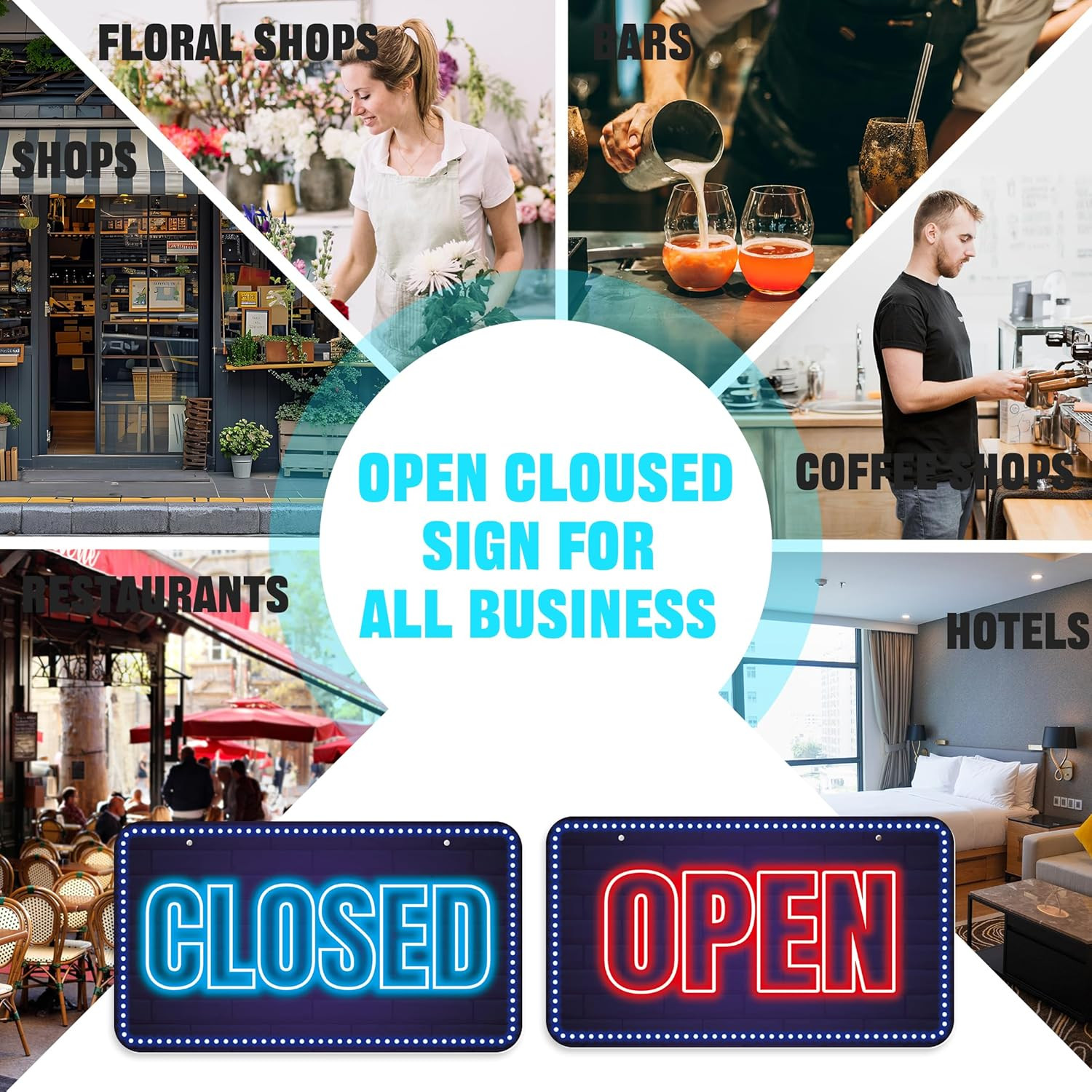 Open Closed Signs for Business, 12×6.7 Waterproof Double Sided We Are Open or Cl