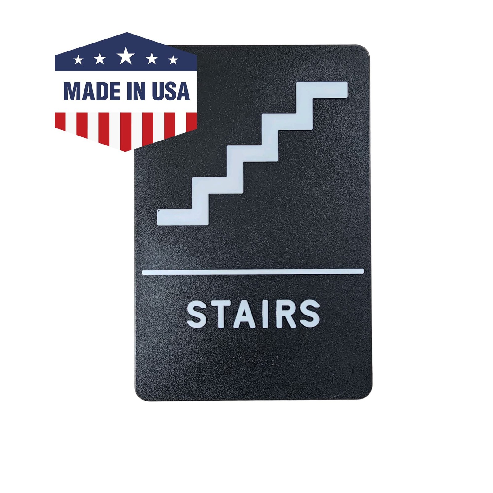 ADA Braille Stair Sign 6×9 Inch White On Black Tactical Signage