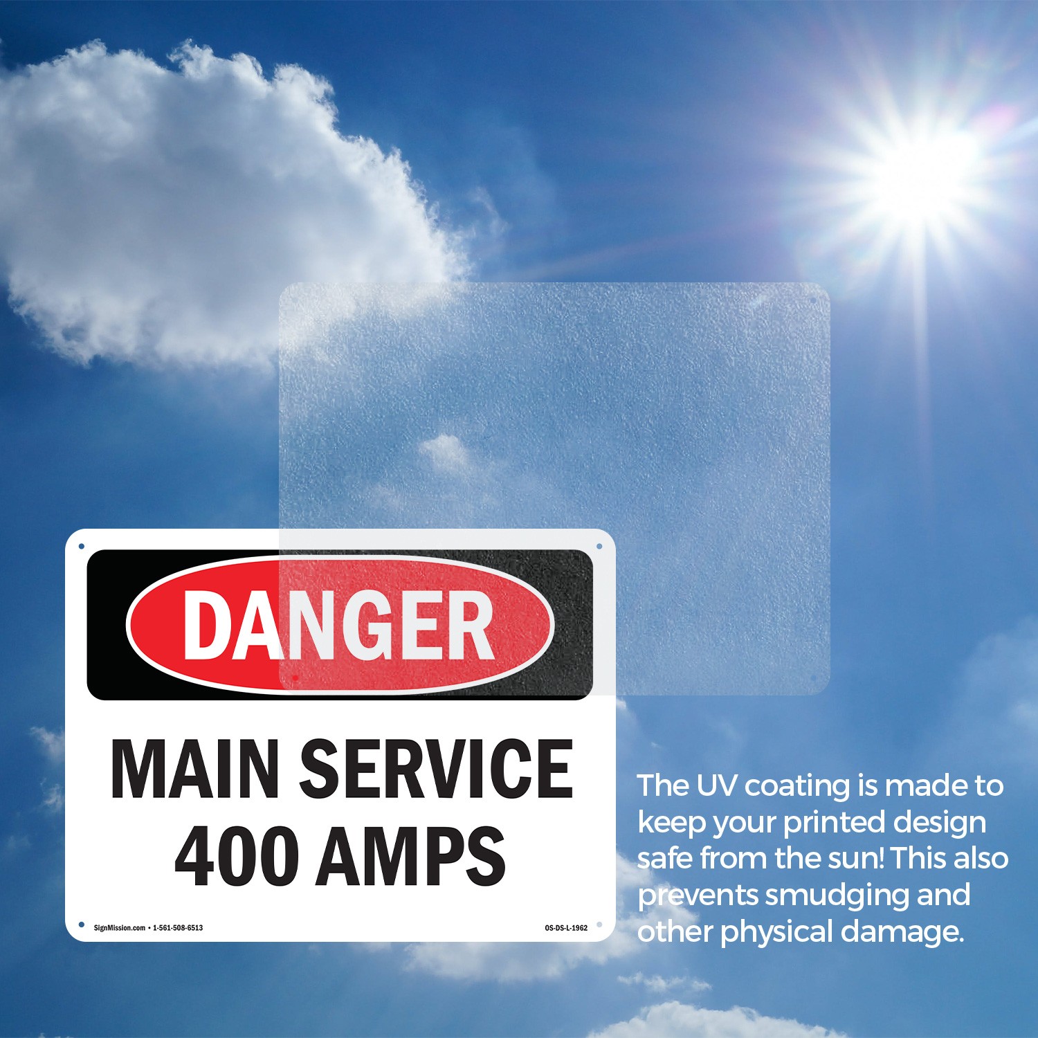Main Service 400 Amps OSHA Danger Sign Metal, Plastic, Or Decal – 5 or 10 Pack