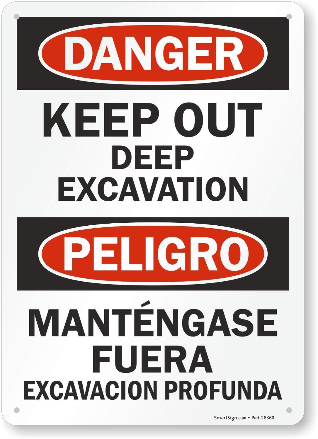 14×10 Inch &lsquo;Danger – Keep Out&rsquo; Bilingual OSHA Sign 40 mil Aluminum Red