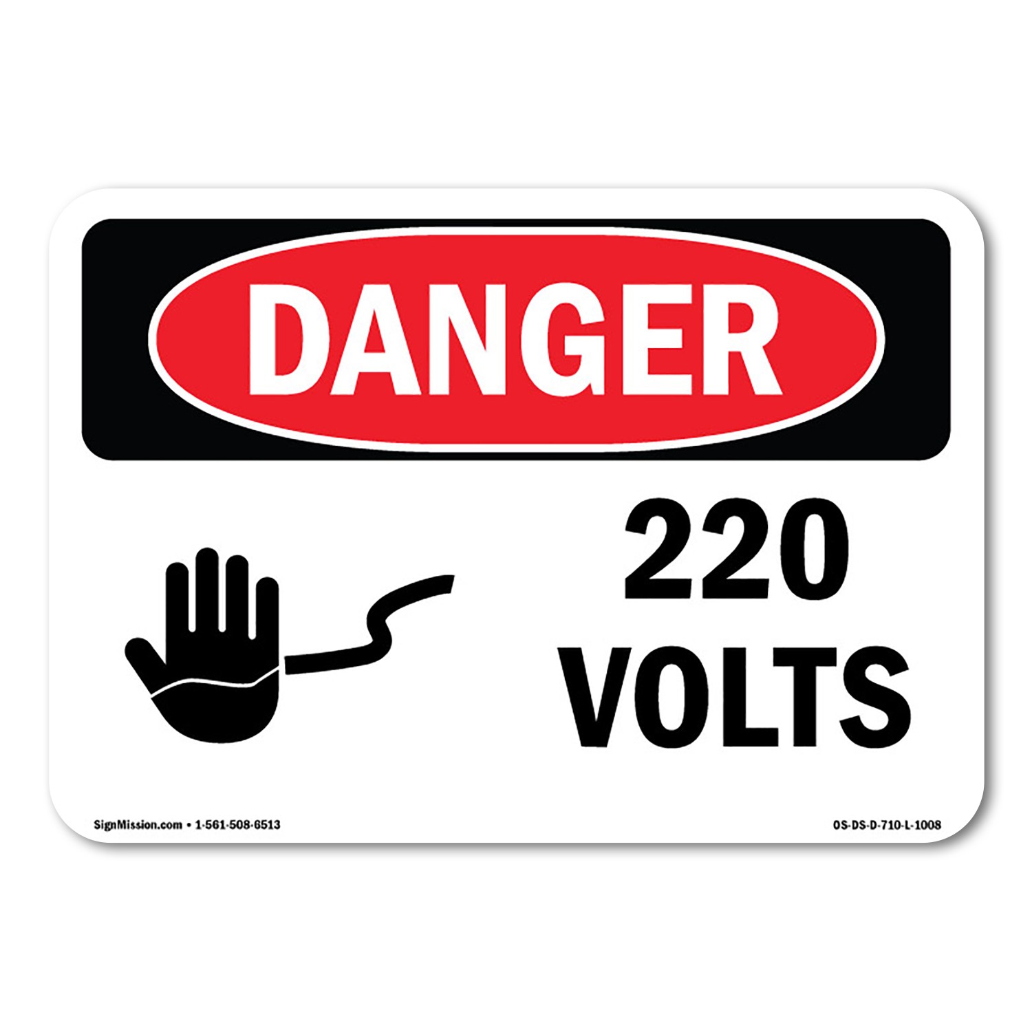 220 Volts ANSI OSHA ANSI Danger Sign Metal Plastic Decal
