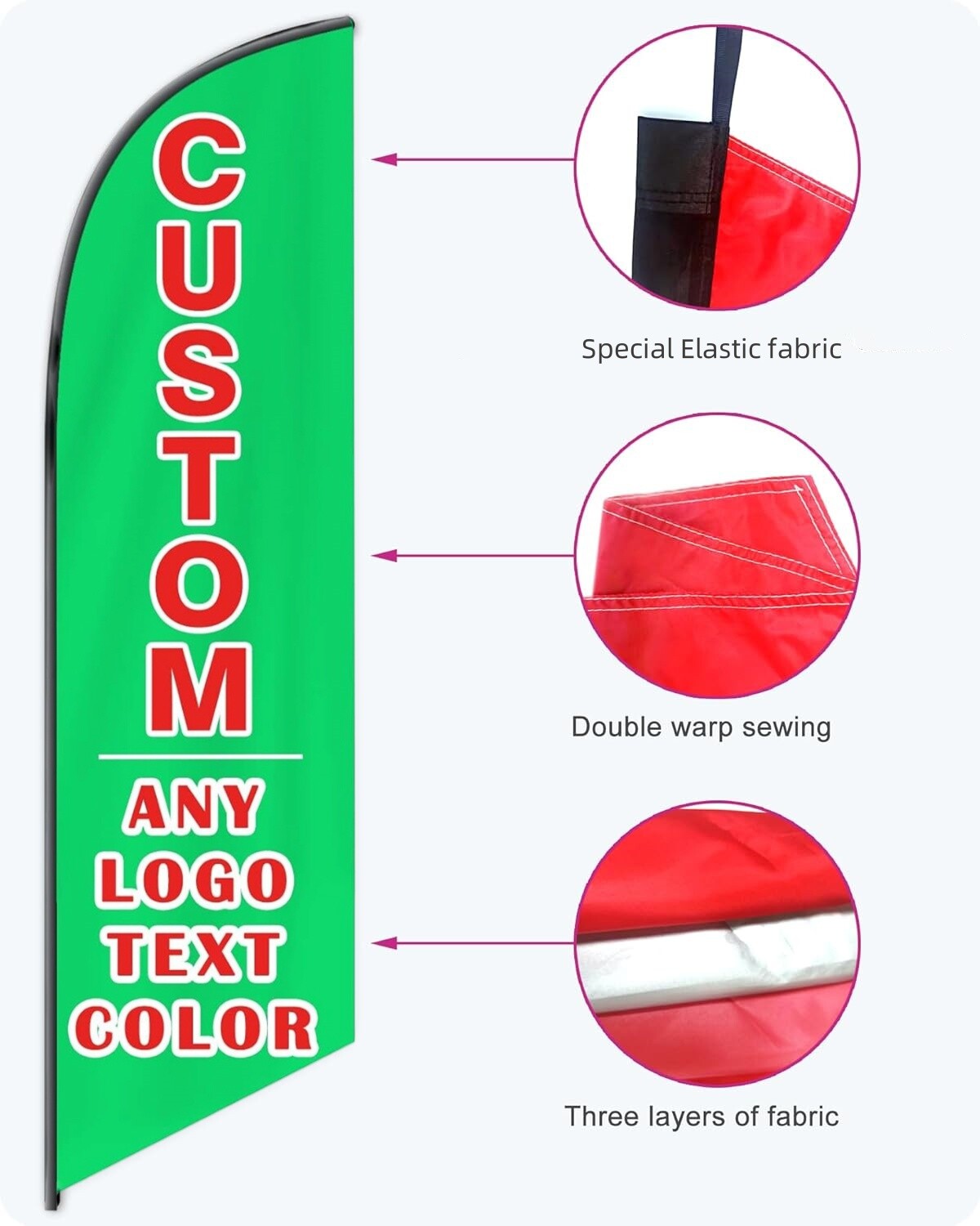 Custom Feather Flag only flag Outside Advertising Business Personalized Logo