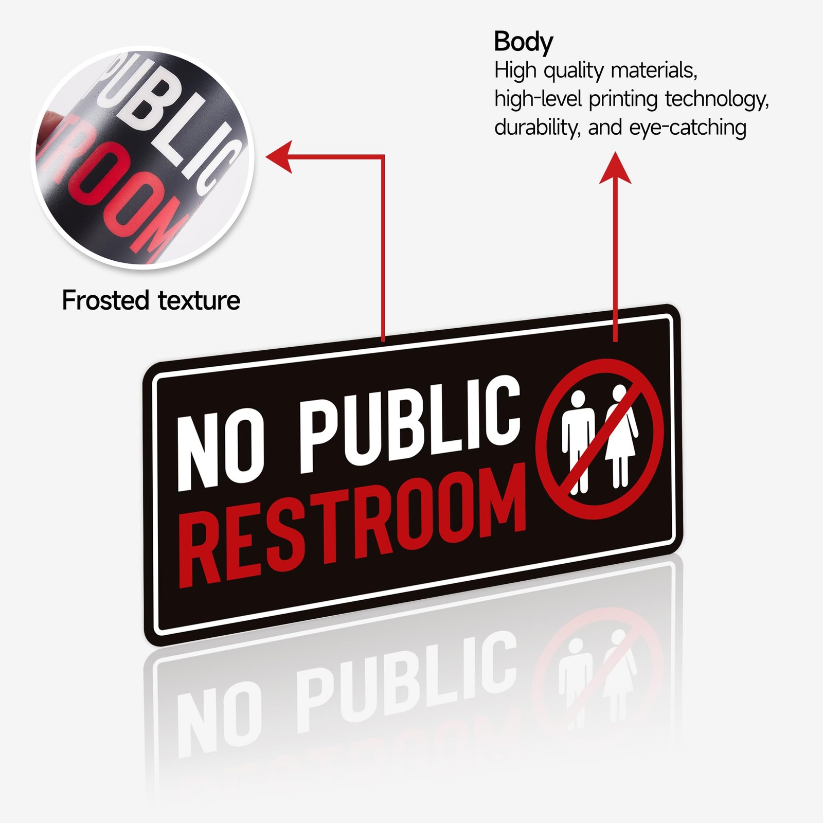 2PCS No Public Restroom Signs 10×4.1 Self Adhesive Vinyl Stickers for Business