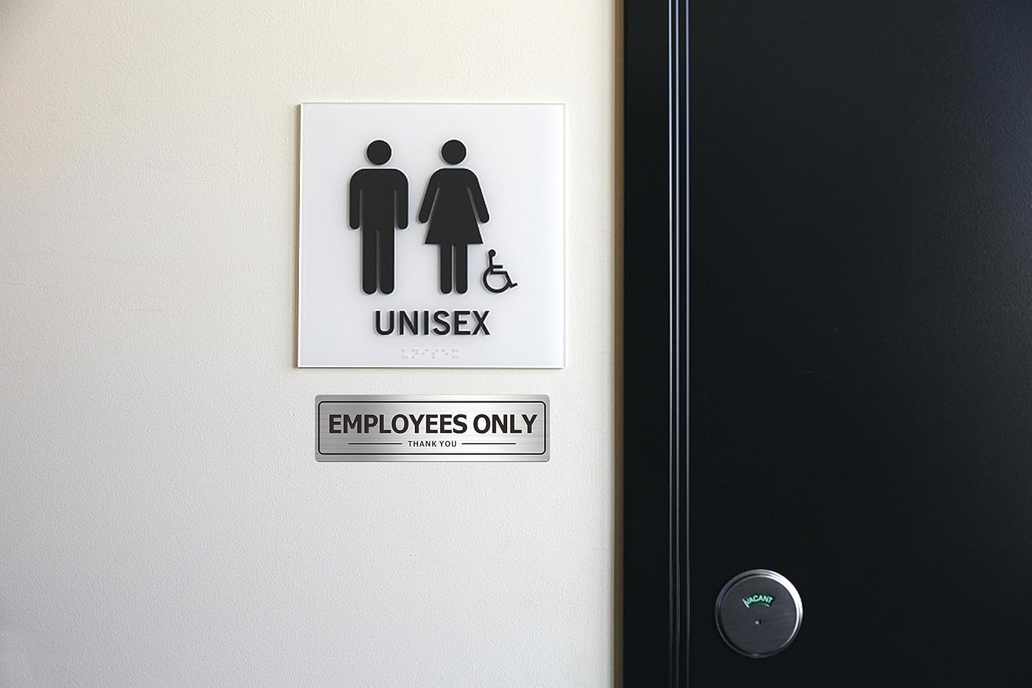 Employees Only Sign – 2 Pack Office Door Signs for Business Store Wall – Aluminu