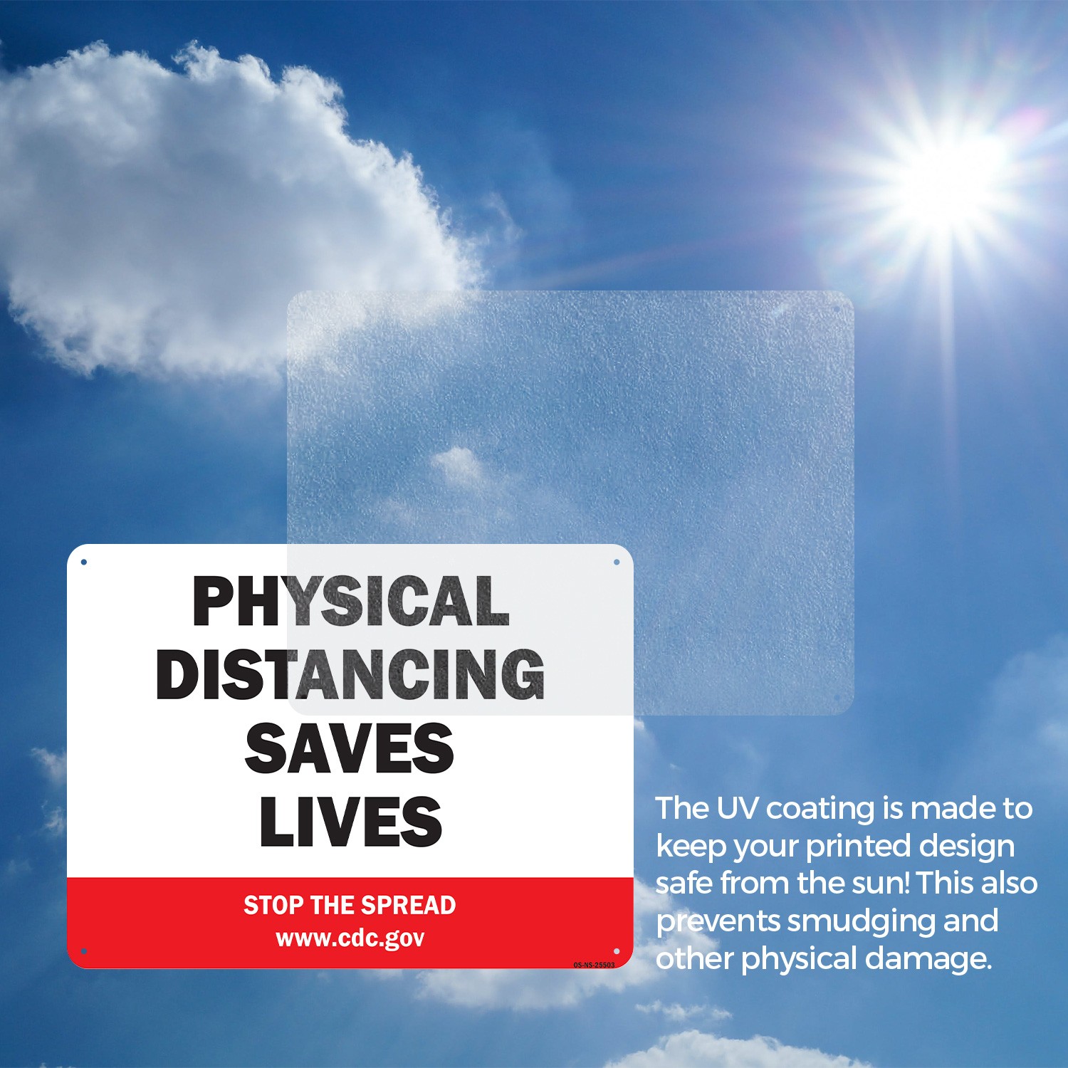 Physical Distancing Saves Lives Public Safety Sign Metal, Decal – 5 or 10 Pack