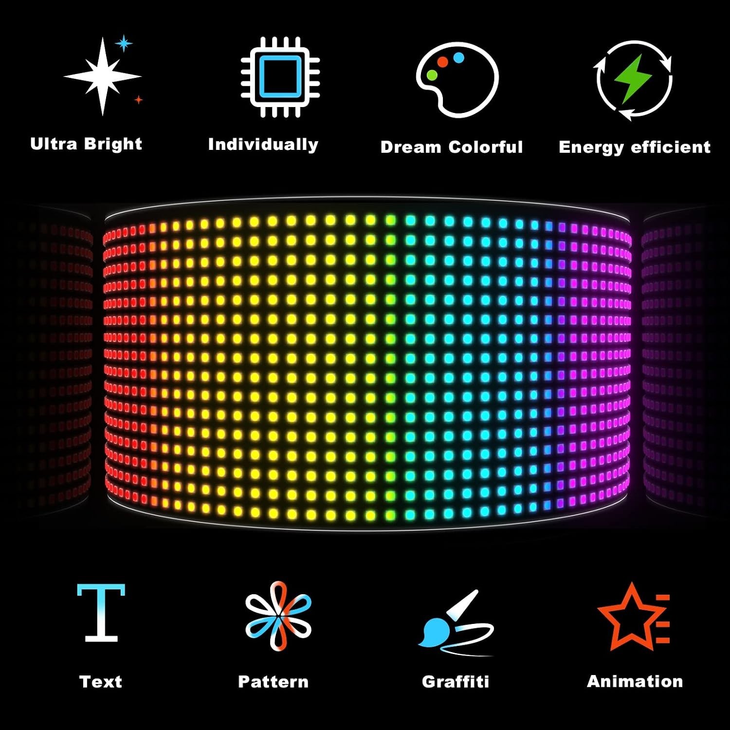 Programmable 15 »x4 » LED Display Sign – Vibrant Colors, App Control Included