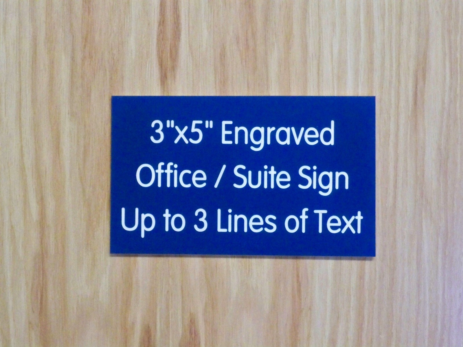 Custom Engraved 3×5 Med. Blue Plaque Sign | Add Your Wording | Adhesive Backing