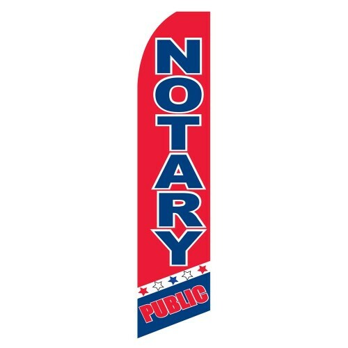 NOTARY PUBLIC Banner Flag Sign Display Only Flutter Swooper Feather 3&prime; Wide