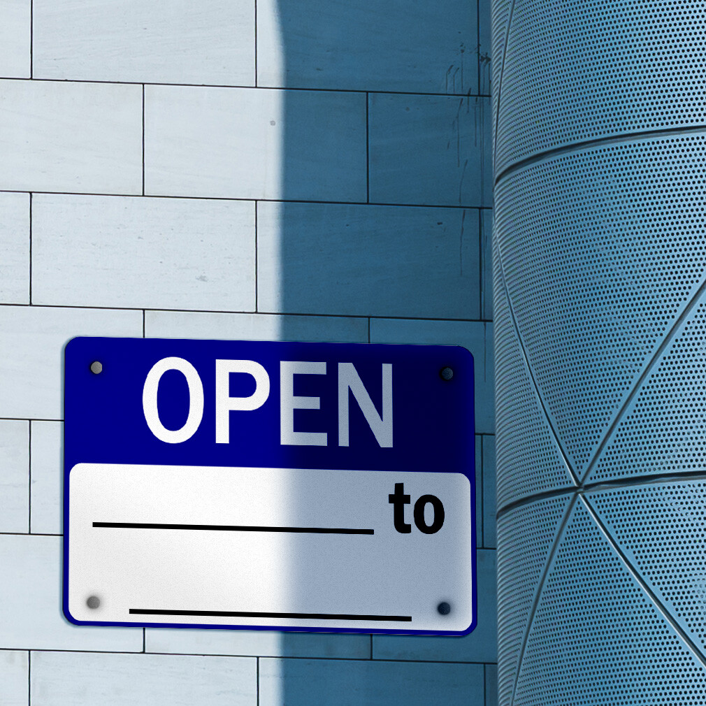 Horizontal Metal Sign Open to Business Hours Weatherproof Street Signage