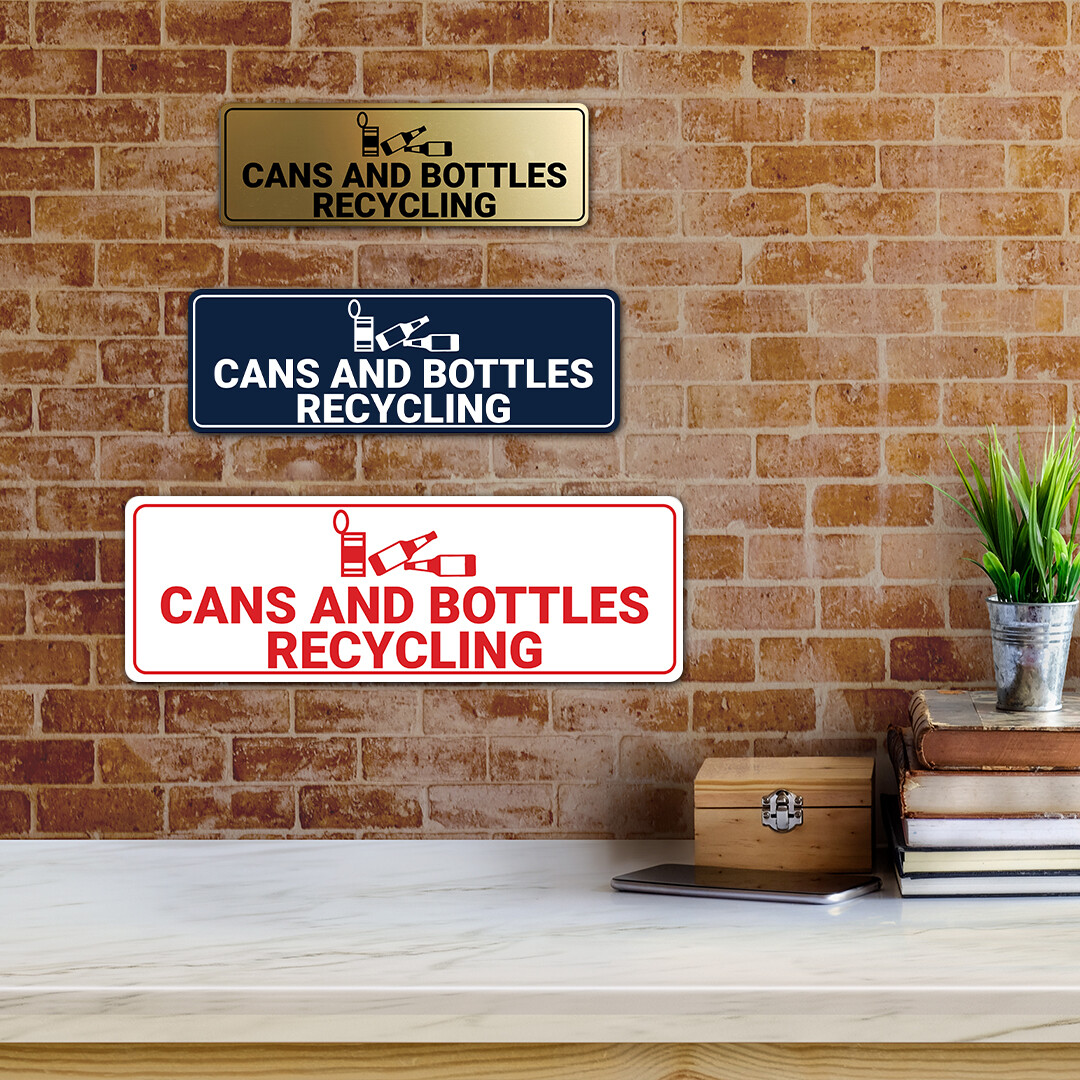 Signs ByLITA Standard Cans and Bottles Recycling Wall or Door Sign