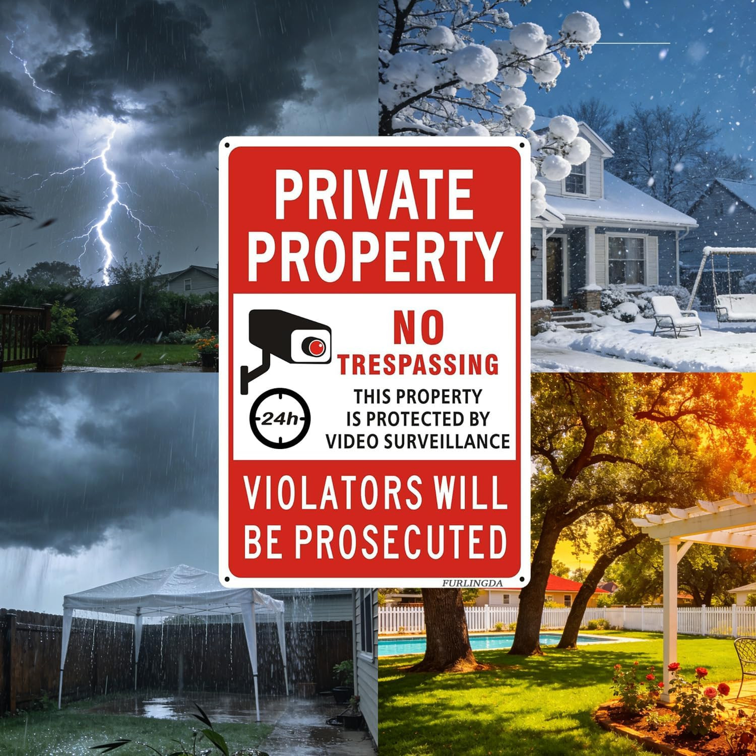 2-Pack Large No Trespassing Signs Private Property, 18X12X0.4/14X10X0.4 Inch Thi