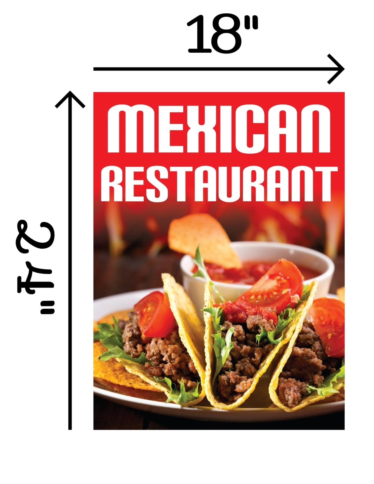 Mexican Restaurant | Retail Window Display Sign | 18&Prime;W x 24&Prime;H