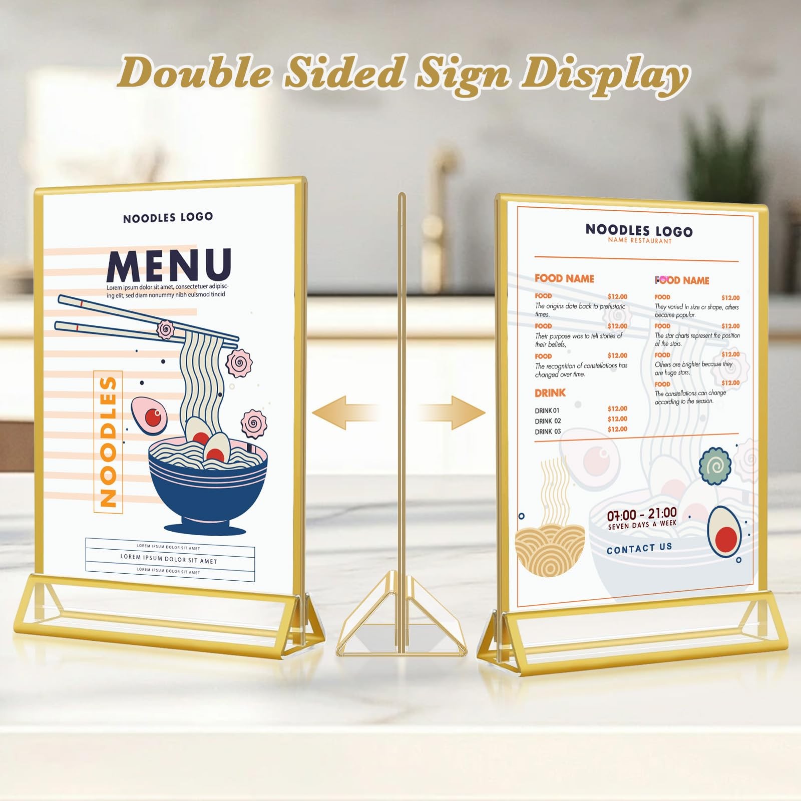 Gold Acrylic Sign Holder 5×7, 16 Pack Wedding Vertical-Gold16 Pack-5×7,