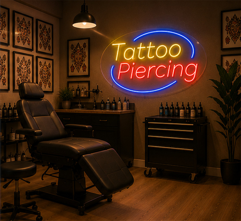 Tattoo Piercing LED Neon Sign 28&Prime;L x 16&Prime;H #34015