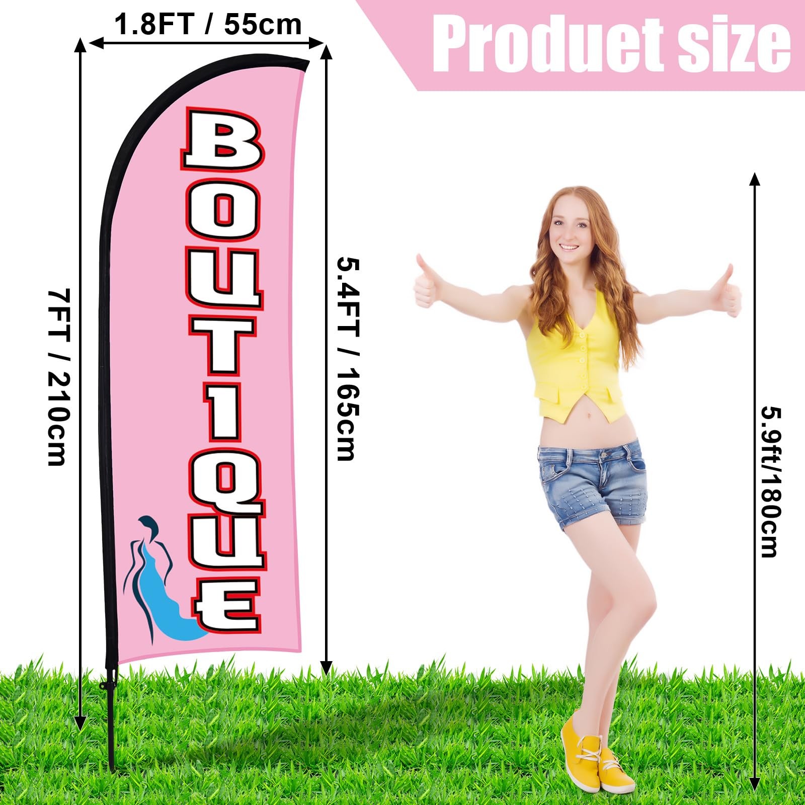 2 Sets Boutique Feather Flag Pole Kit 7 ft Boutique Advertising Banner Sign S…