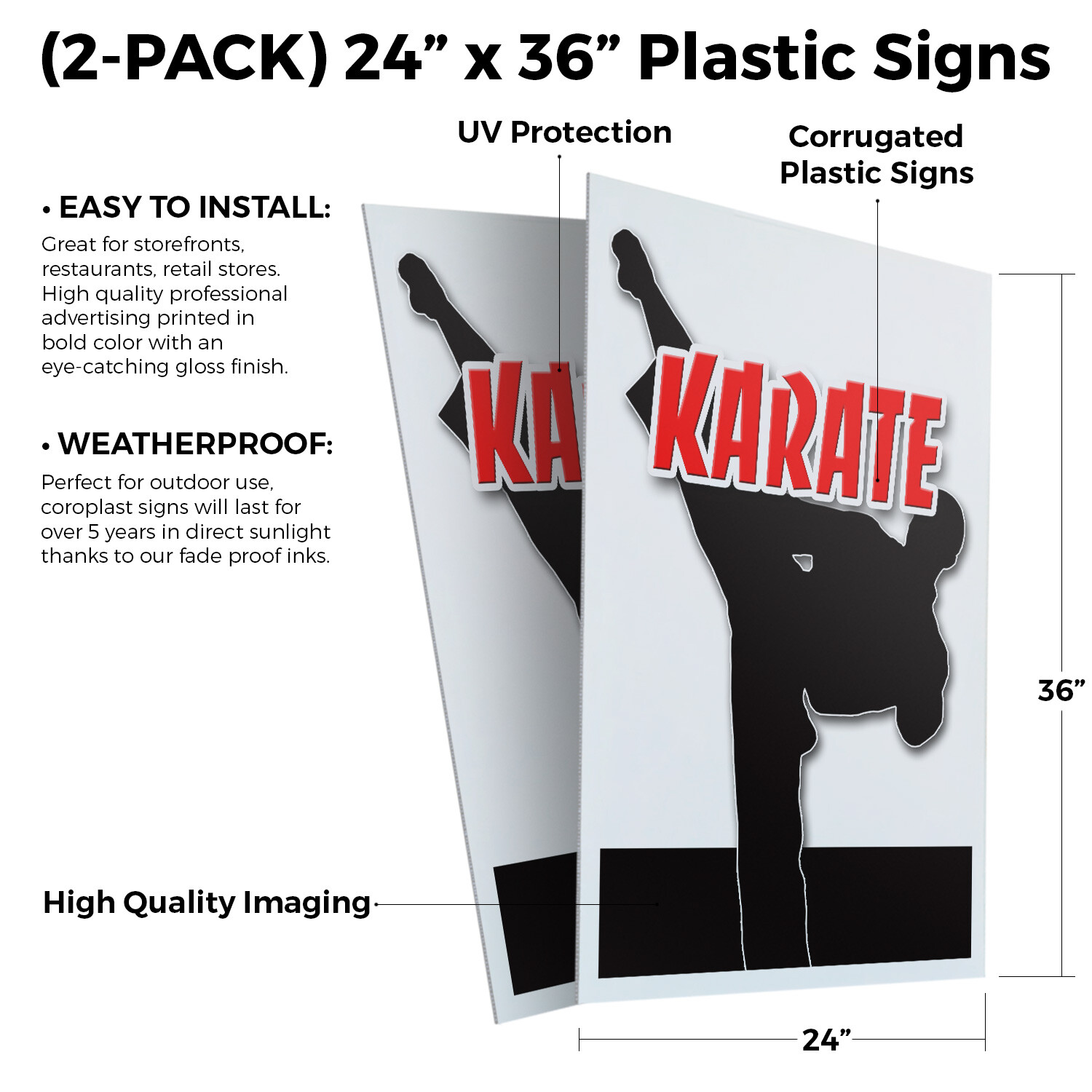 Karate 24&Prime; x 36&Prime; 2 Pack Of Store Sign Plastic Or Decal