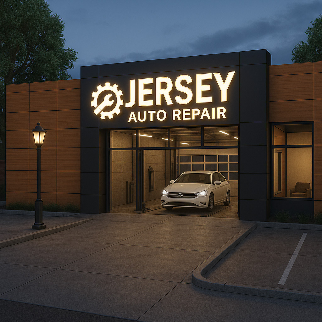 Jersey Auto Repair LED Channel Letters – Custom Outdoor Storefront Business Sign