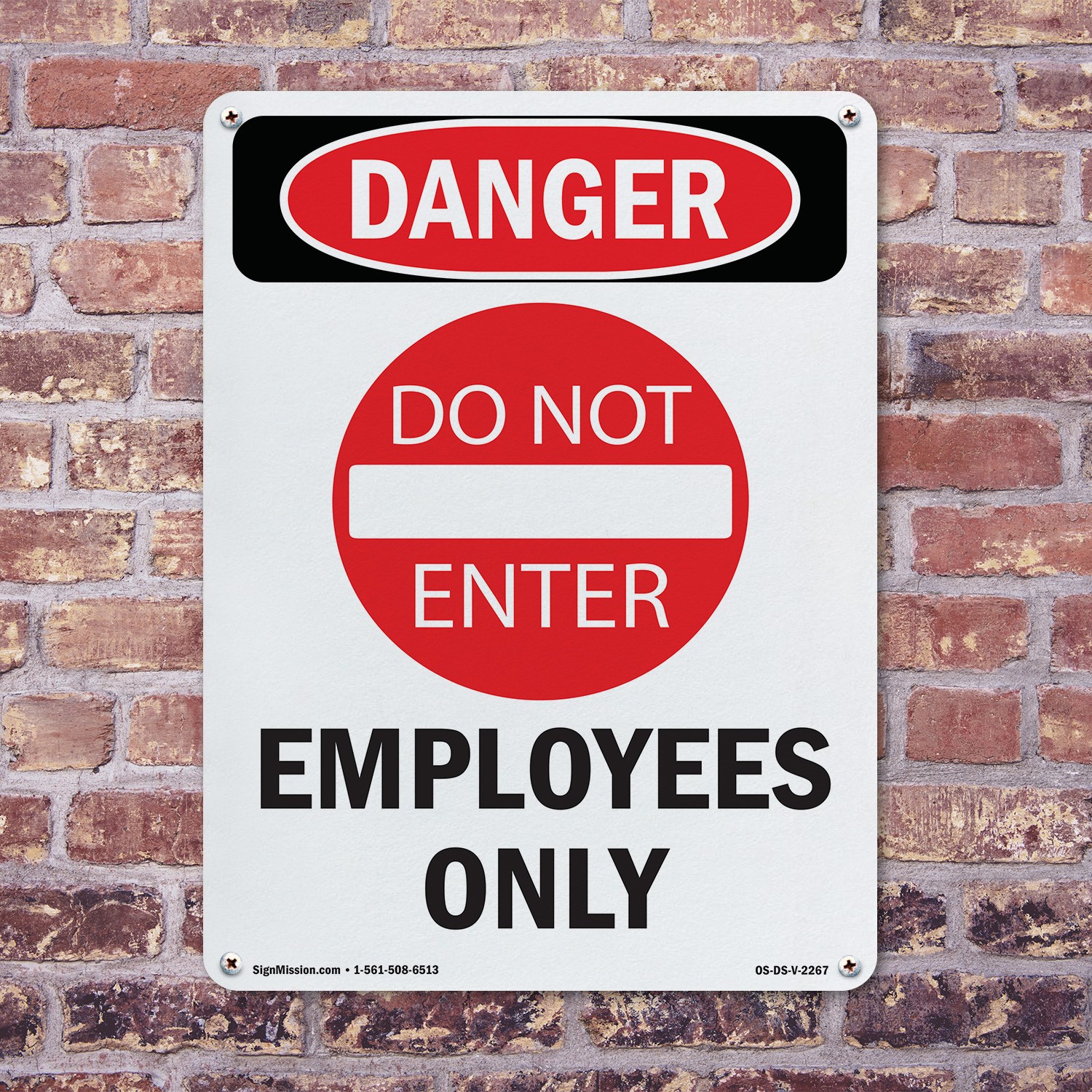 Employees Only OSHA Danger Sign Metal, Plastic, Or Decal – 5 or 10 Pack
