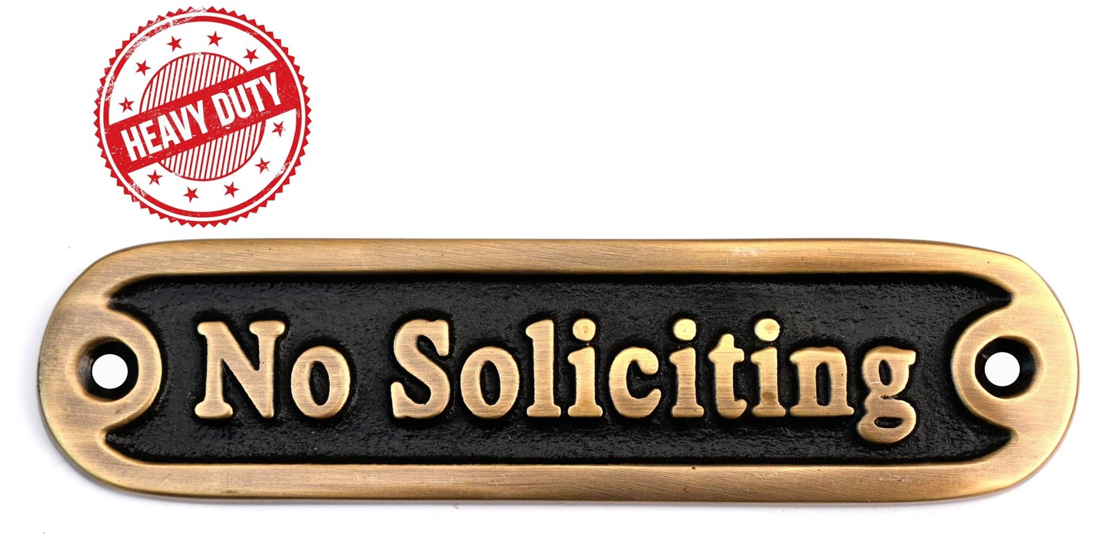 Brass No Soliciting Thank You Sign 5&Prime; – Solid Brass Wall Plaque – No Soliciting