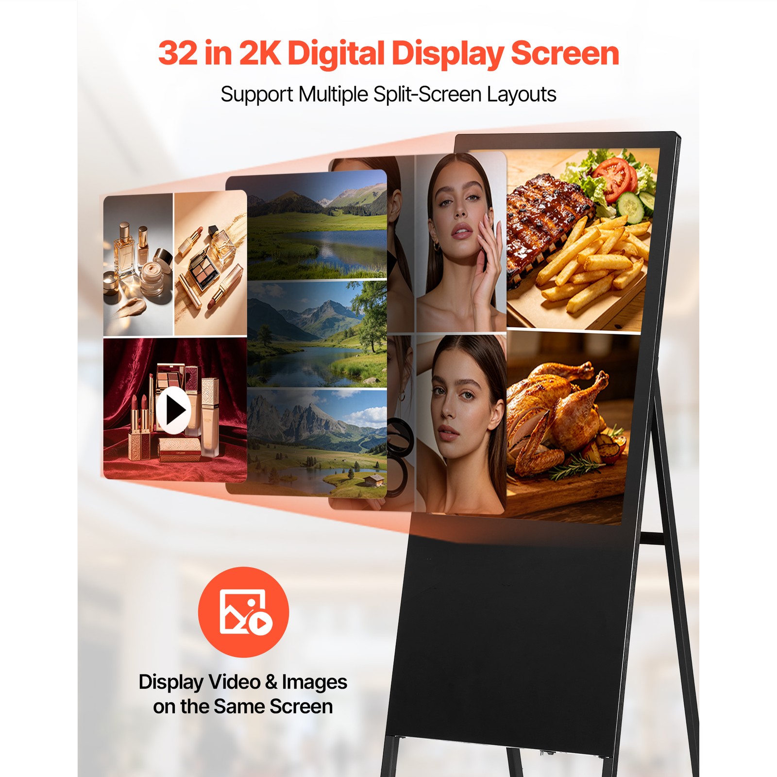 Uimoso 32-Inch Indoor Digital Signage Floor Stand Advertising Display with LCD