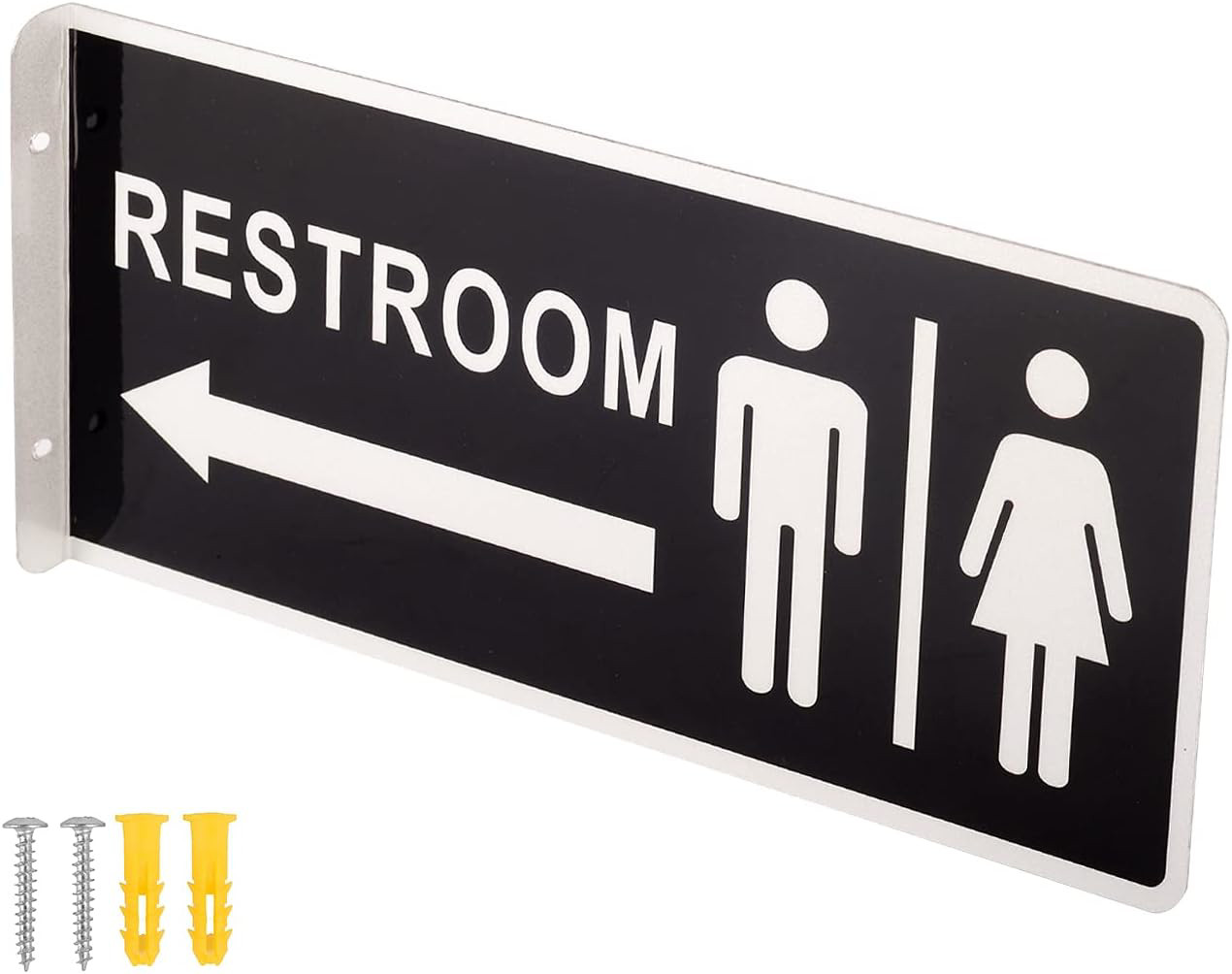 Double Sided Aluminum Restroom Sign 12.1 x 5.5 Inches for Home Office