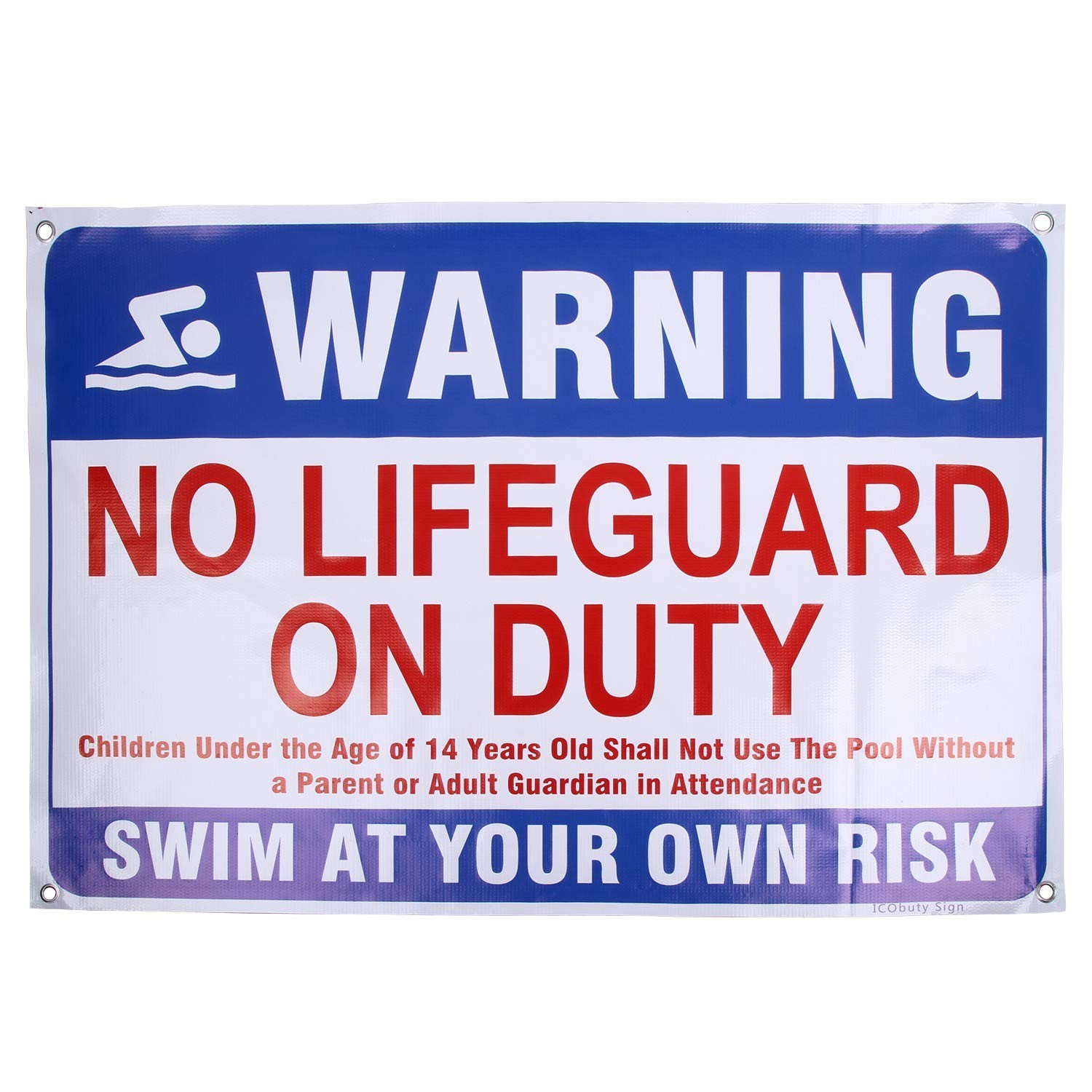 ICObuty Pool Safety Signage Flex Banner Pool Rules Sign or No Lifeguard On Du…