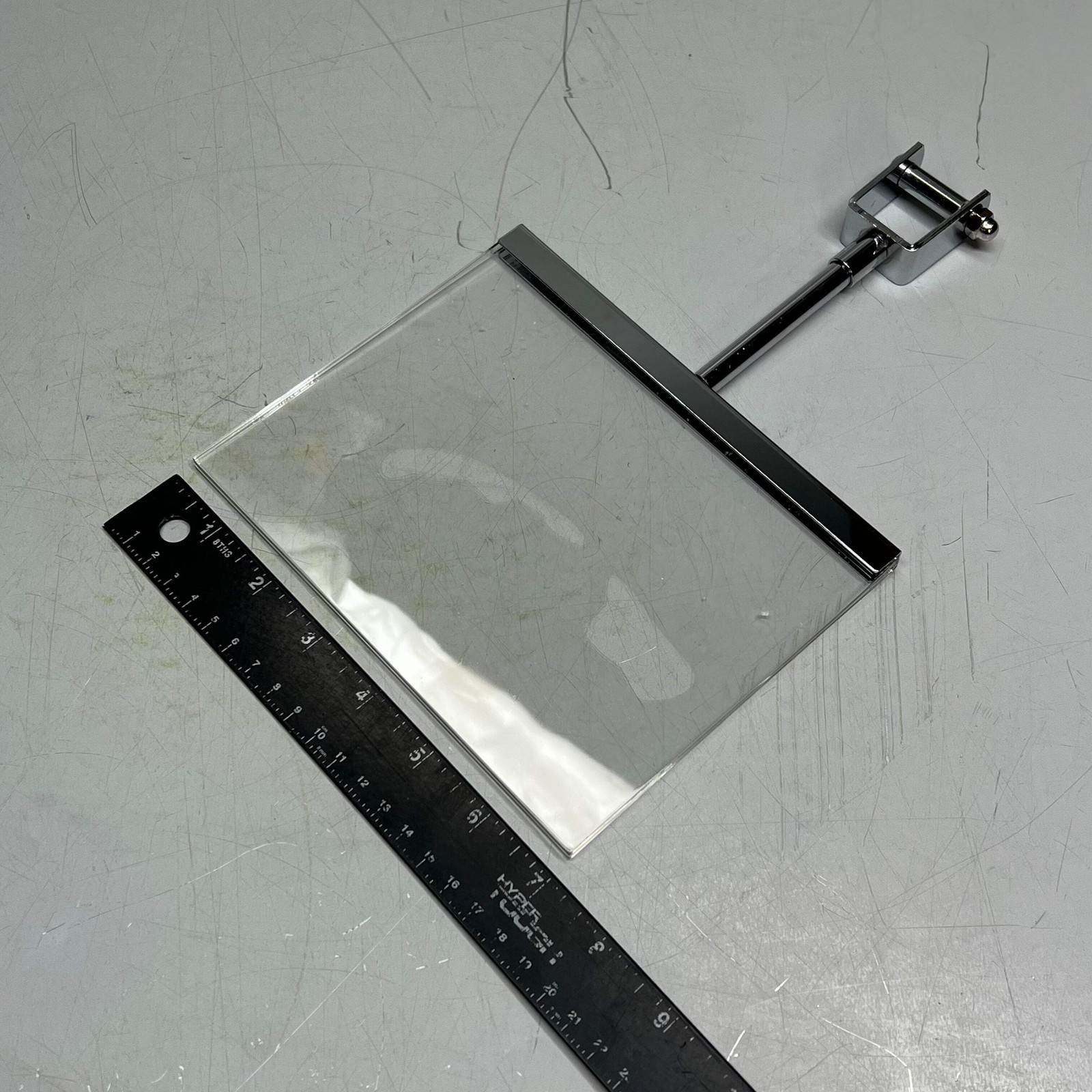 (10 PACK) Acrylic Merchandise Sign Holder W/ Rack Clamp 7&Prime; x 5.5&Prime; Chrome/Clear