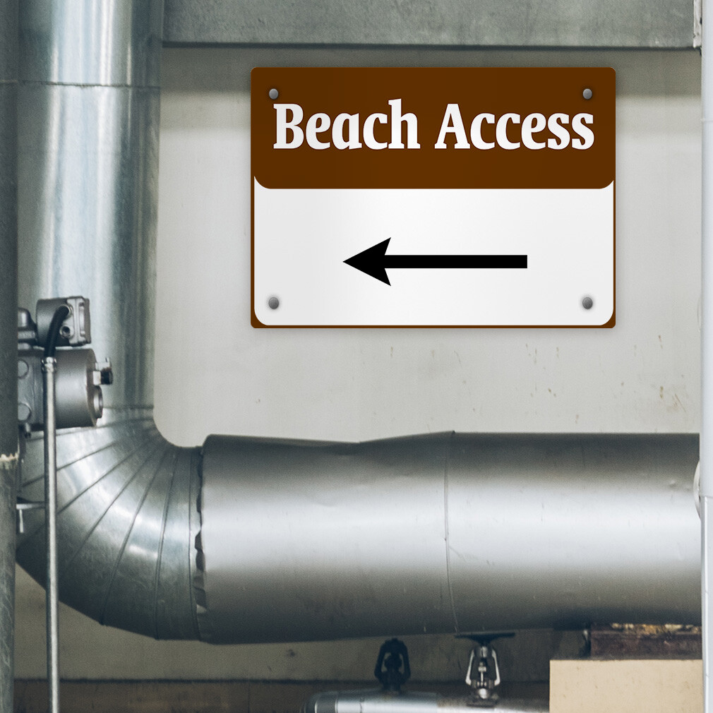 Horizontal Metal Sign Beach Access Left Arrow Activity Campground