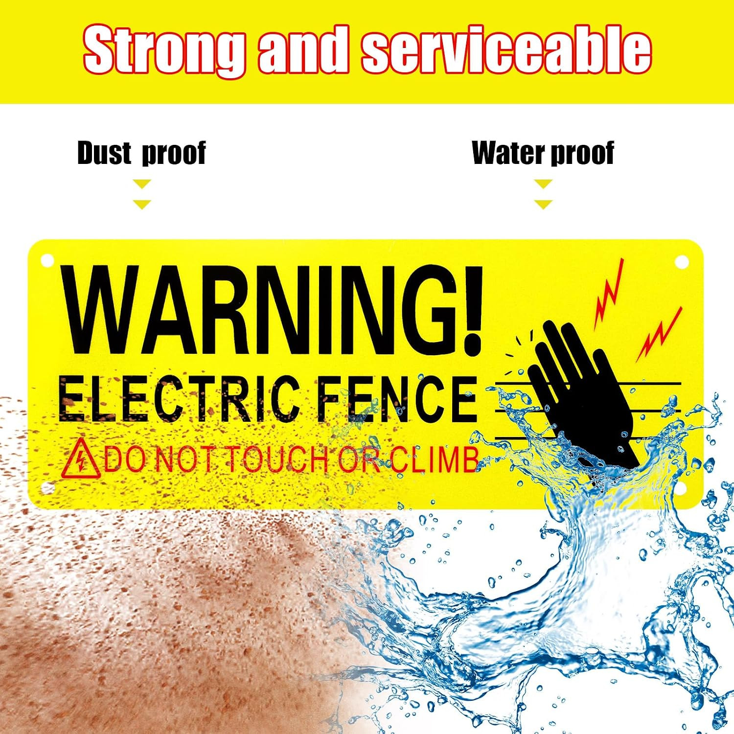 8 Pack Metal Electric Fence Warning Signs 10 X 4 Inches Reflective
