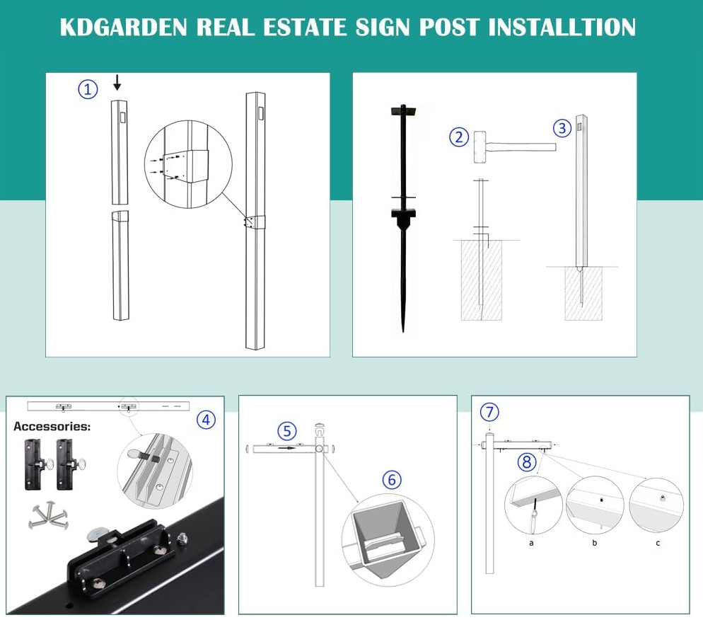 Black Real Estate Sign Post Vinyl PVC Flat Cap 6ft. (4&Prime;x 4&Prime;x 72&Prime;) Realtor Sign
