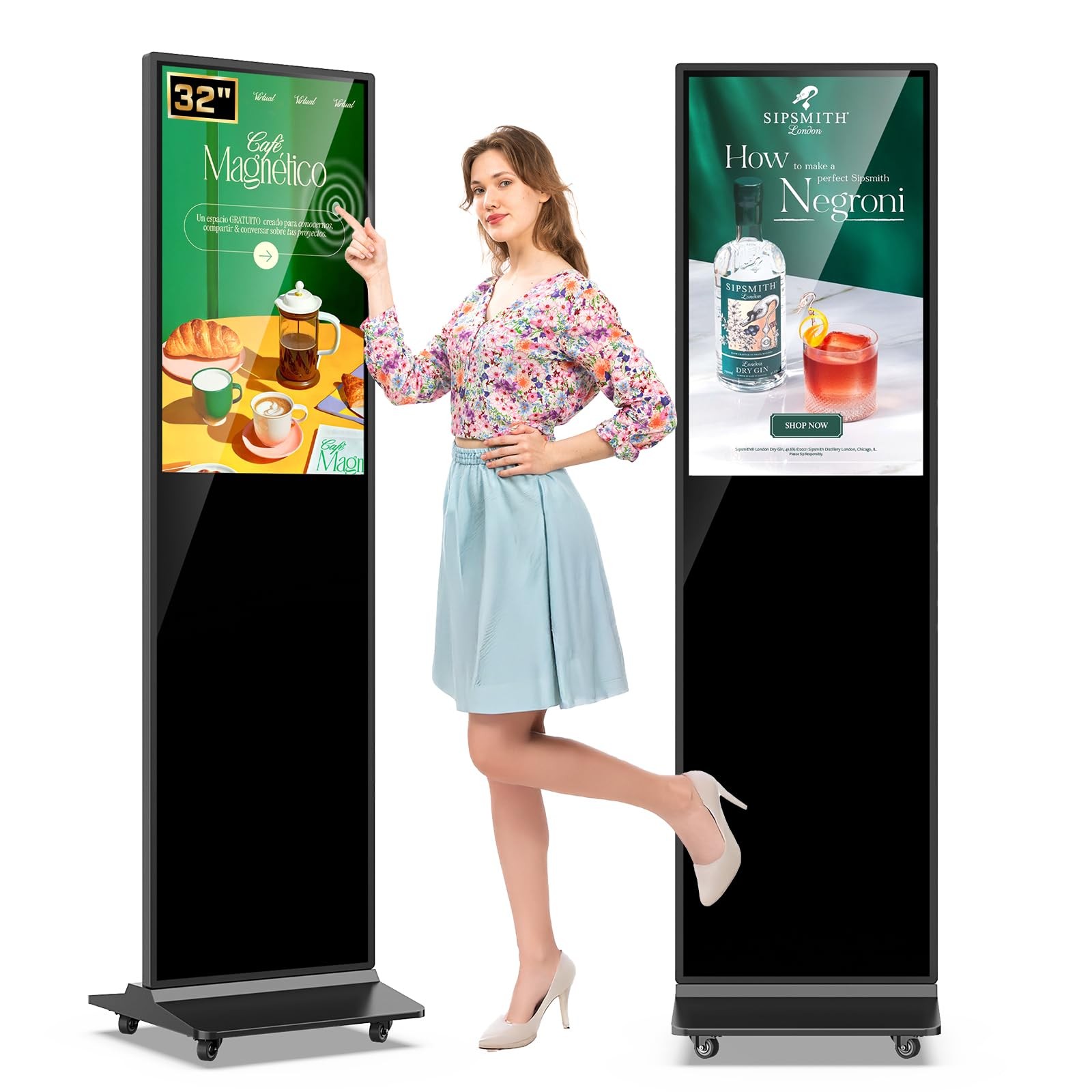 MWE 32 Inch Indoor Digital Signage Displays Touchscreen Kiosk Floor Standing